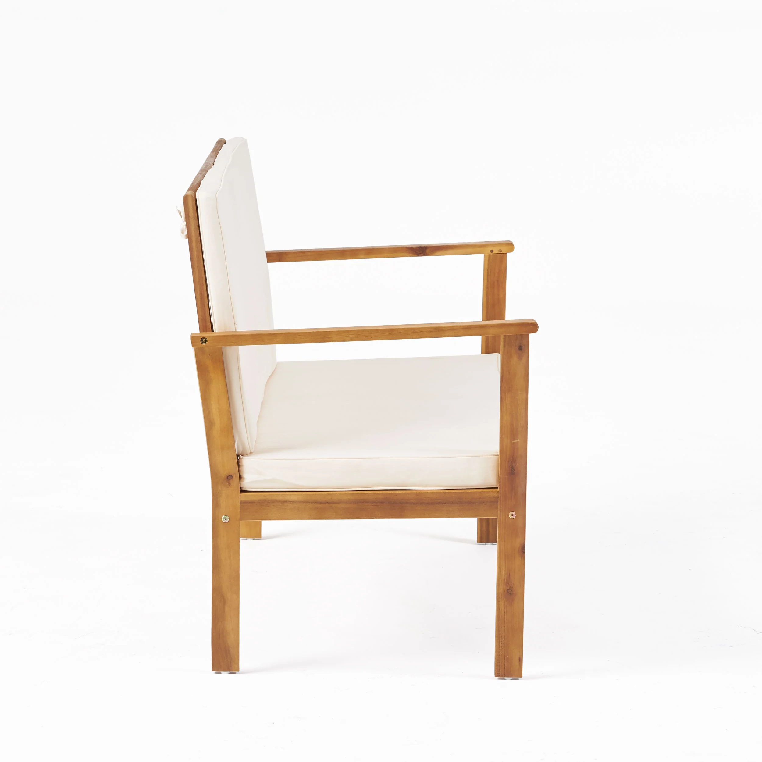 Luna Outdoor Finished Acacia Wood Bench with Water Resistant Fabric Cushion - furnishings