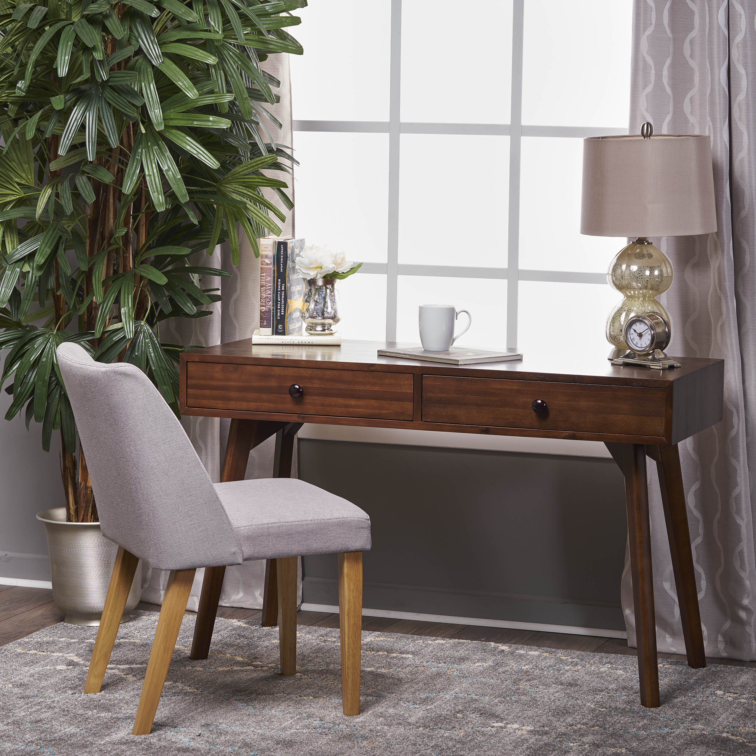 Jushwo Walnut Finished Acacia Wood Console Table - furnishings