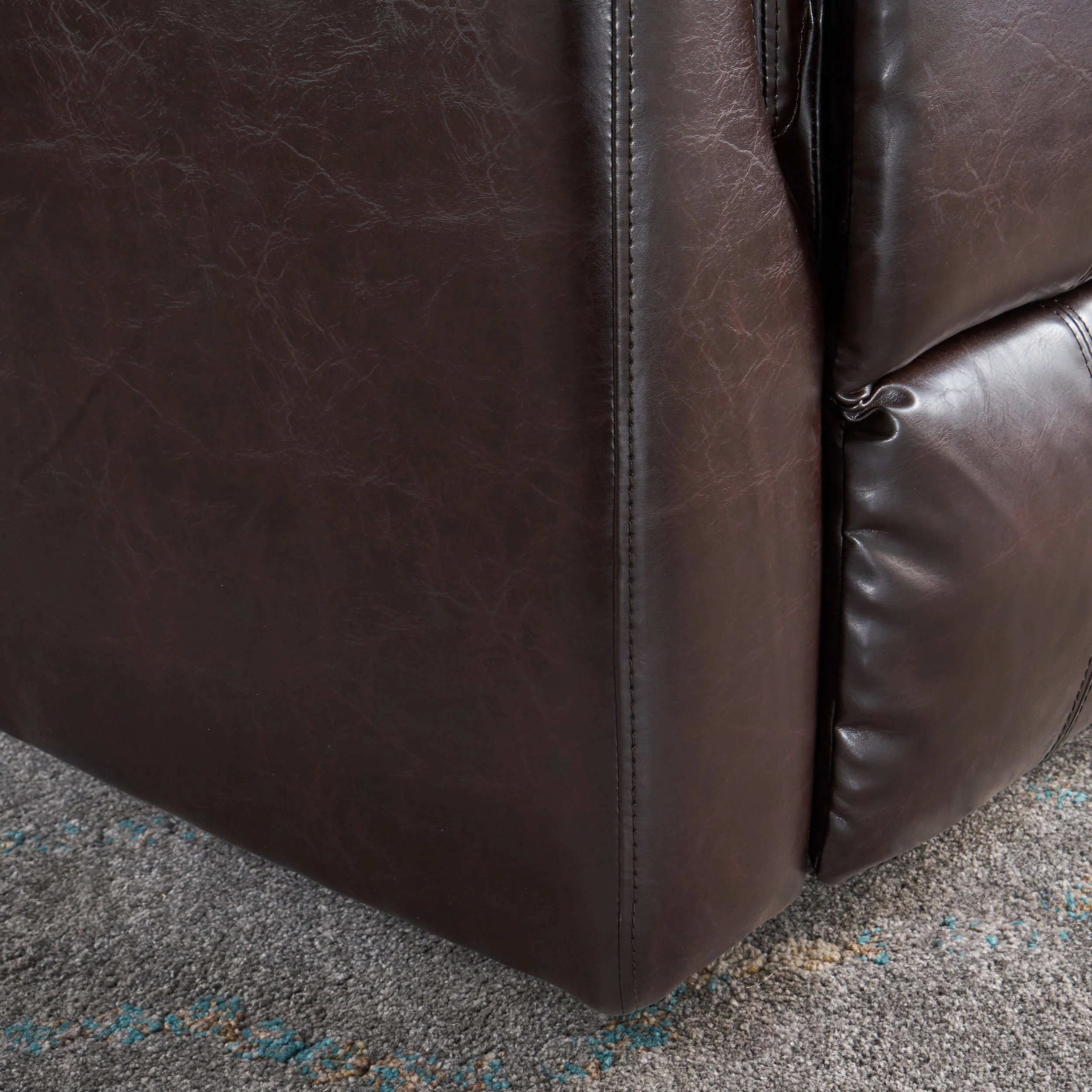 Jemma Tufted Brown Leather Swivel Gliding Recliner Chair - furnishings