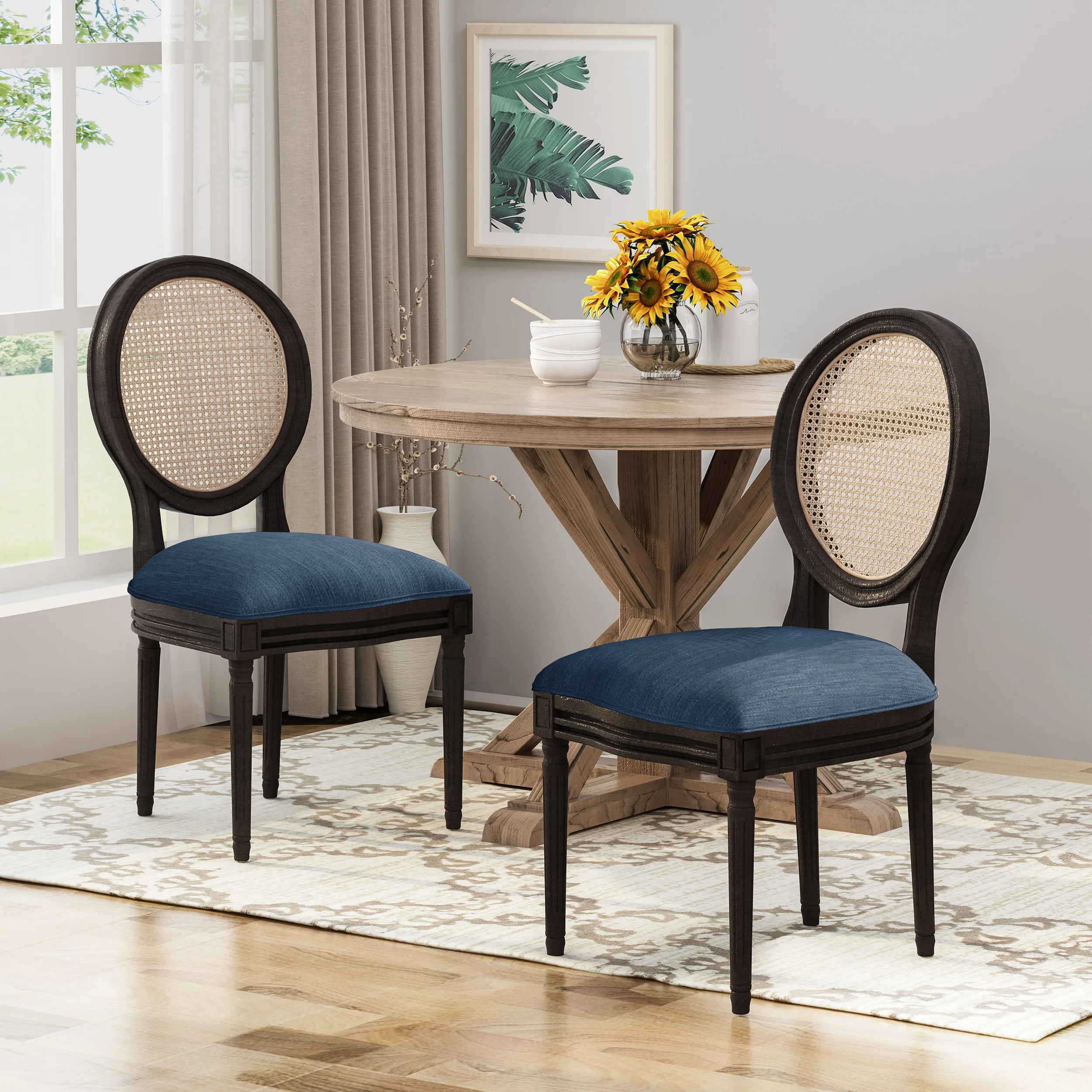 Laney French Style Oval Cane Back Dining Chairs (Set of 2) - furnishings