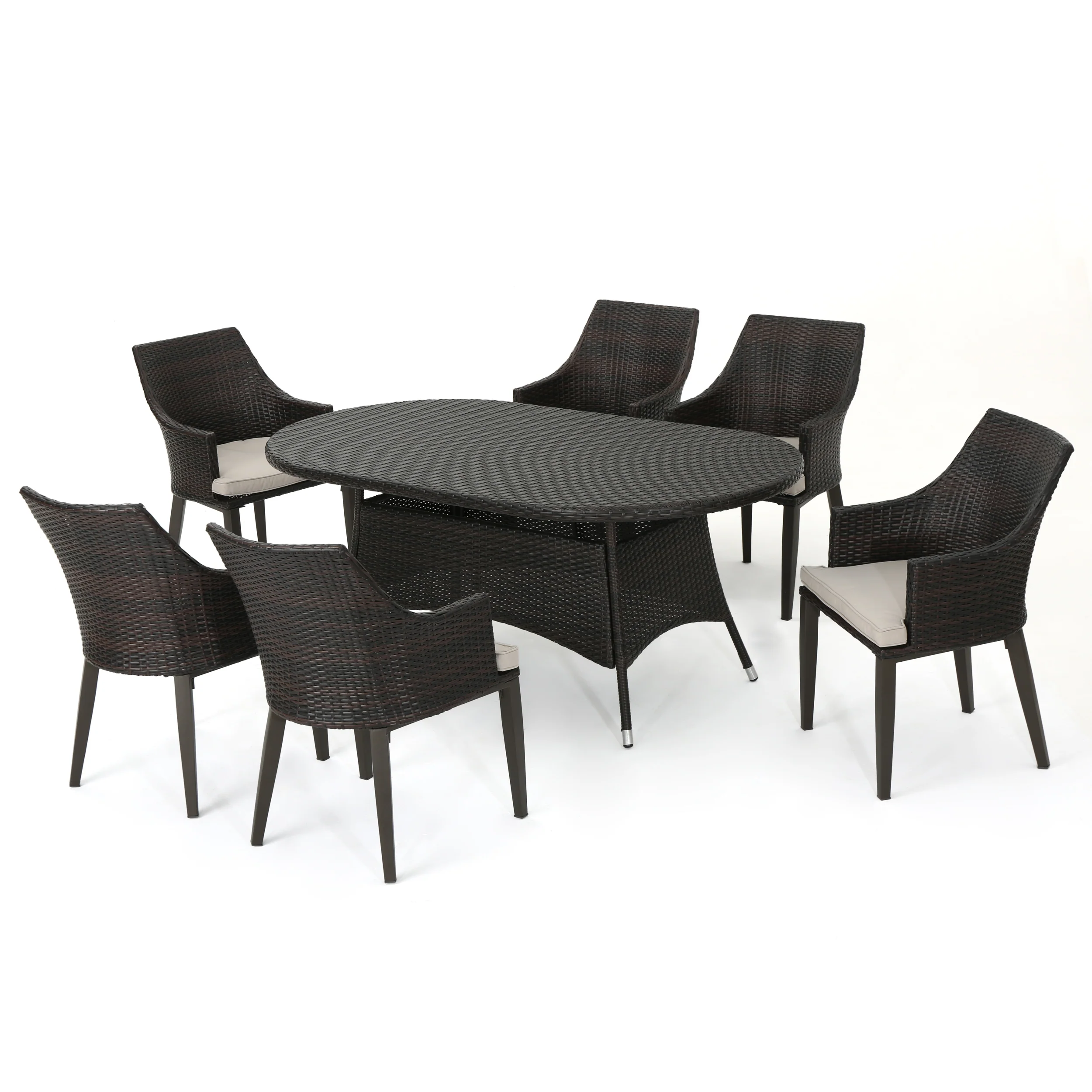 Leeward Outdoor 7 Piece Wicker Oval Dining Set - furnishings