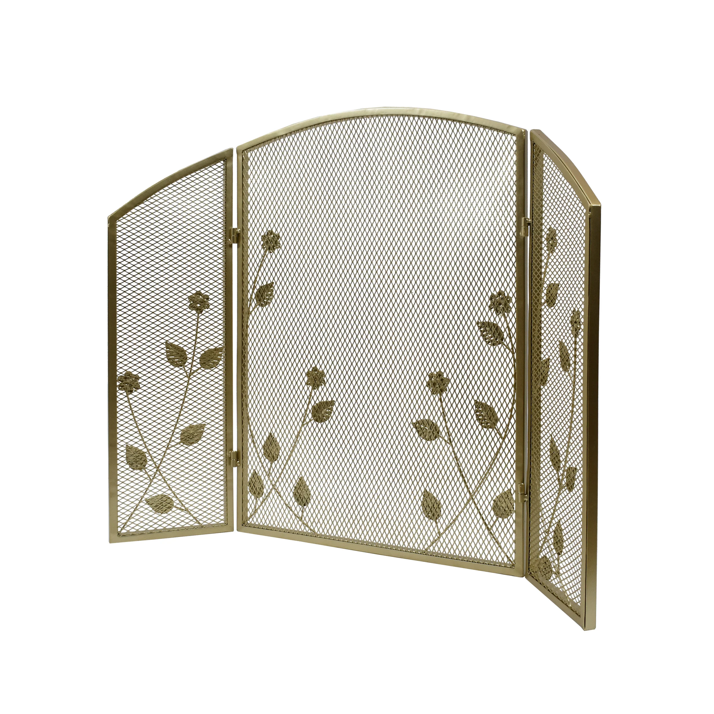 Jenna Modern Iron Firescreen with Leaf Accents - furnishings