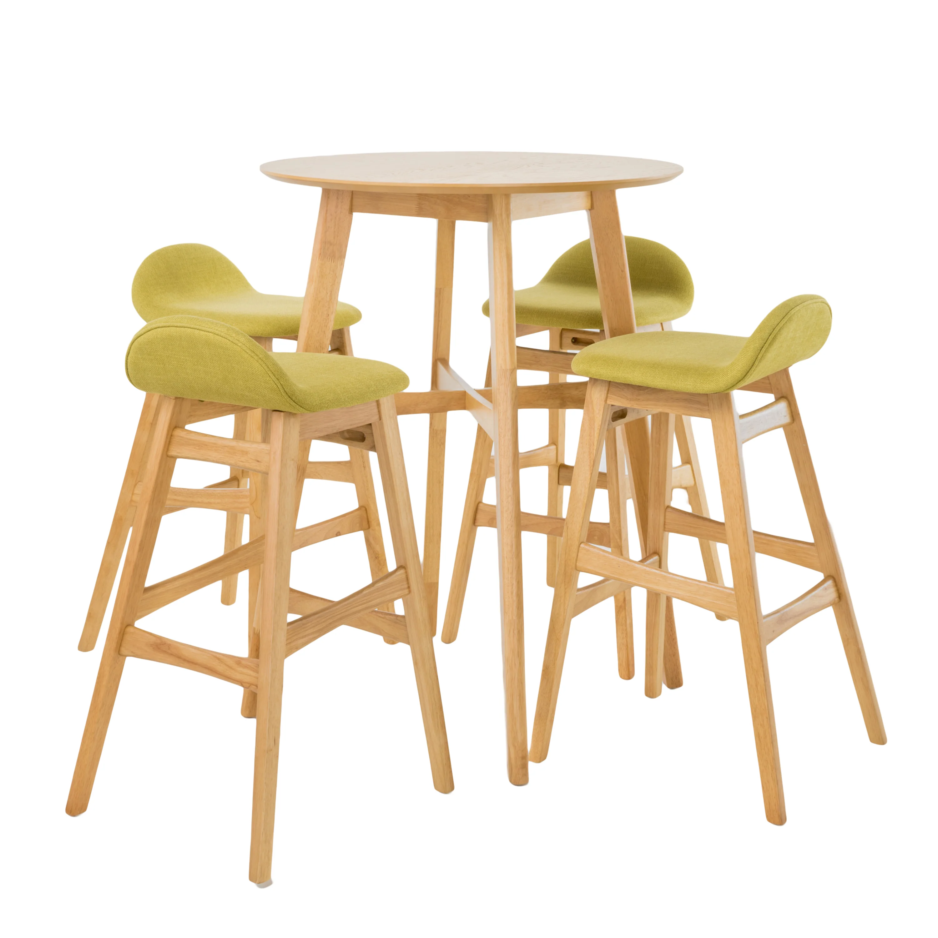 Margaret Wood Finish Circular 5 Piece Bar Height Dining Set - furnishings