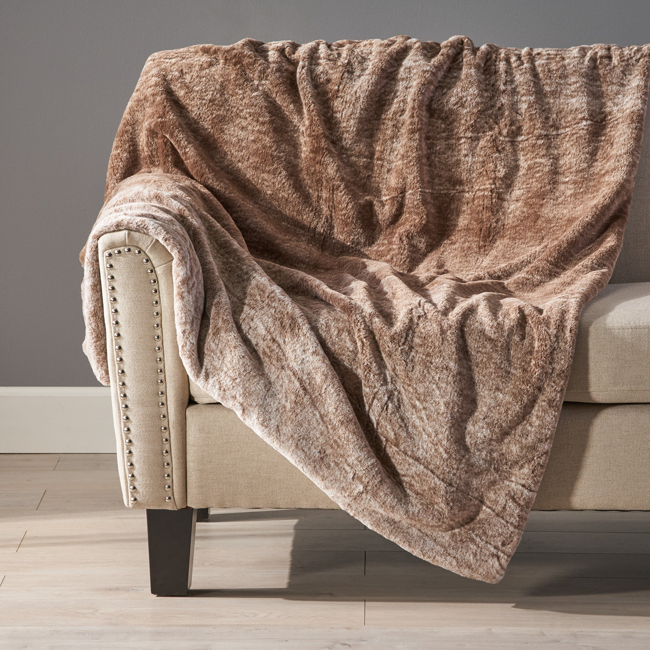 Orval Glam Fuzzy Fabric Throw Blanket - furnishings