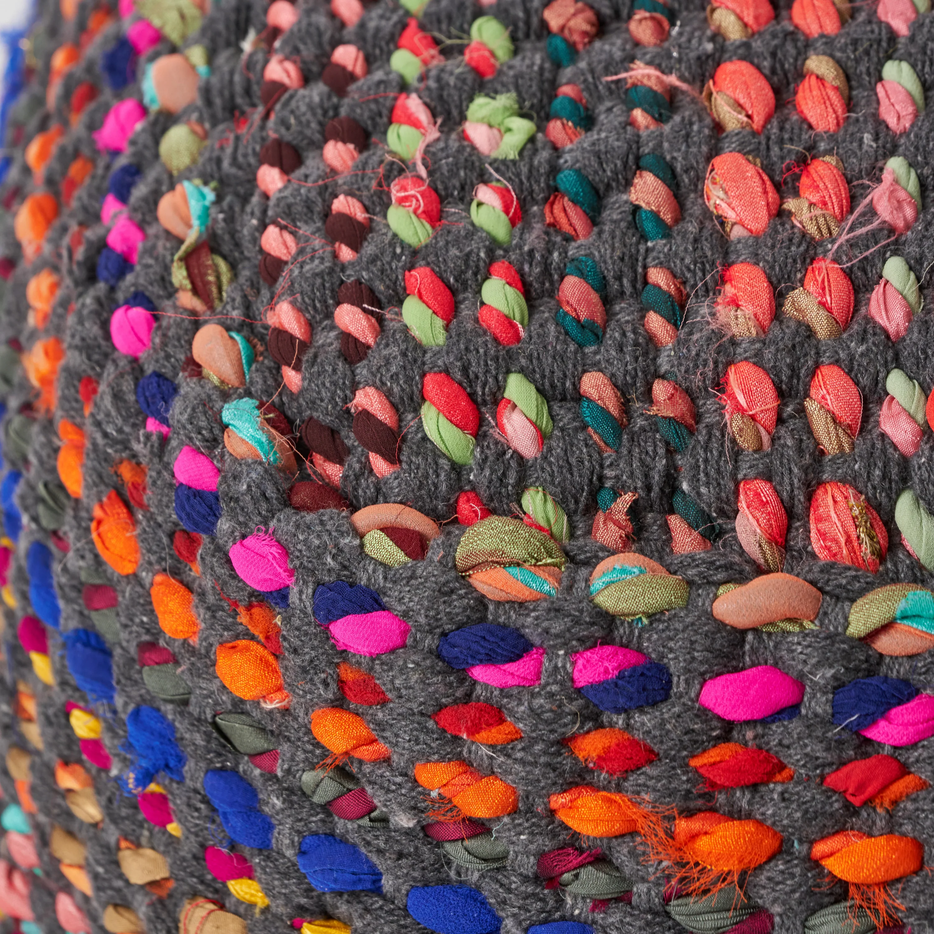 Naholo Handcrafted Boho Fabric Pouf - furnishings