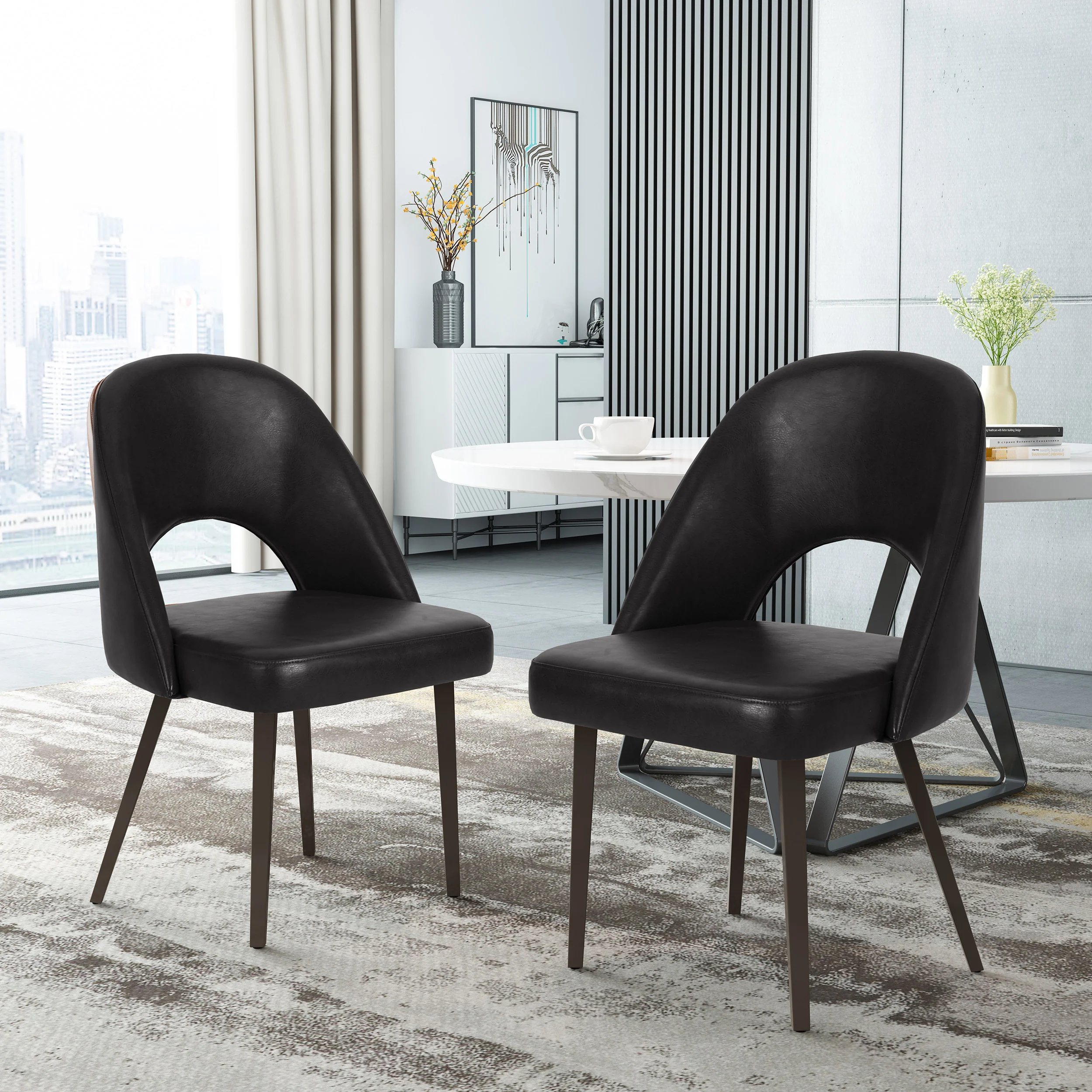 Odum Abbeville Contemporary Open Back Dining Chairs, Set of 2 - furnishings