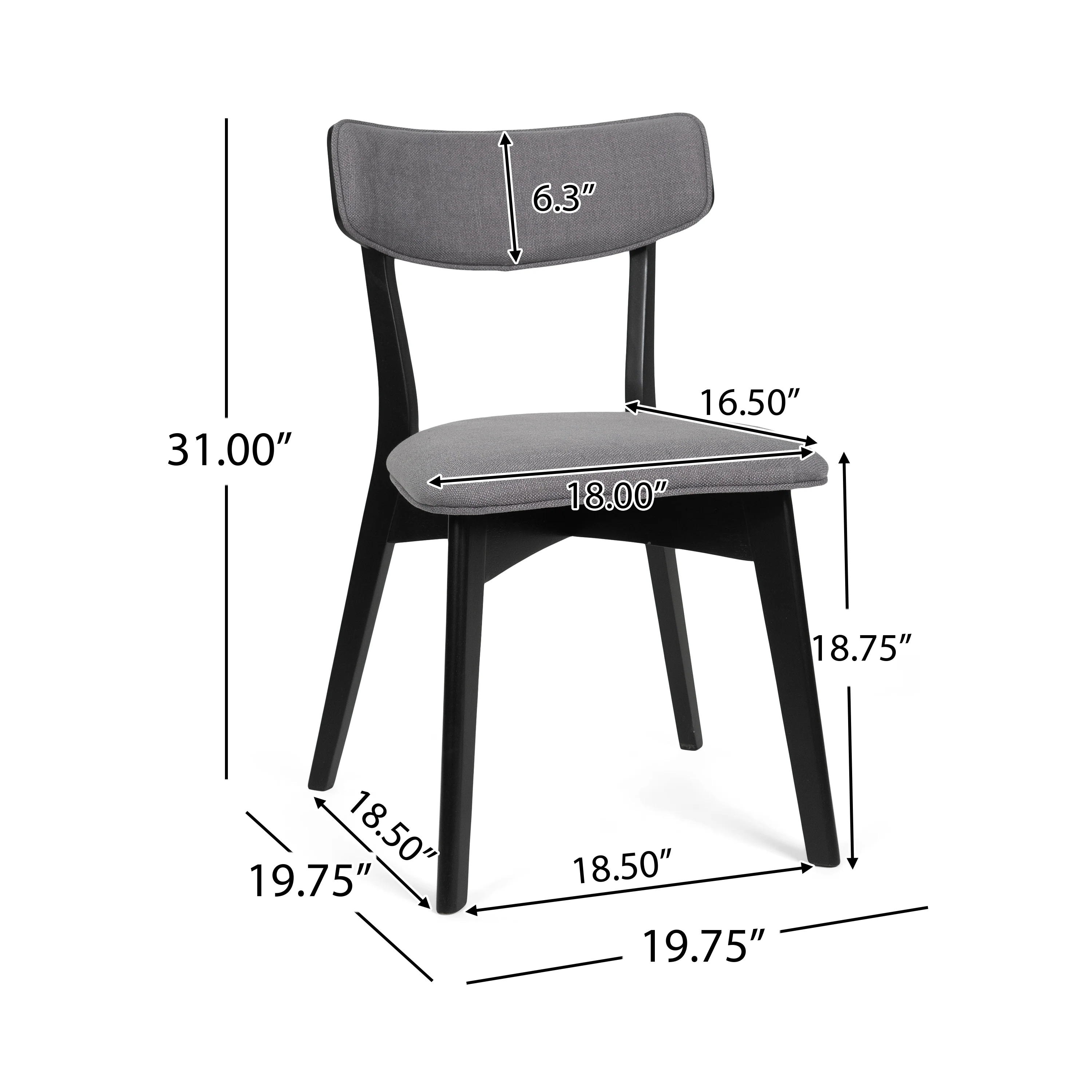 Crystal Mid Century Modern Fabric Upholstered Dining Chairs, Set of 2 - furnishings