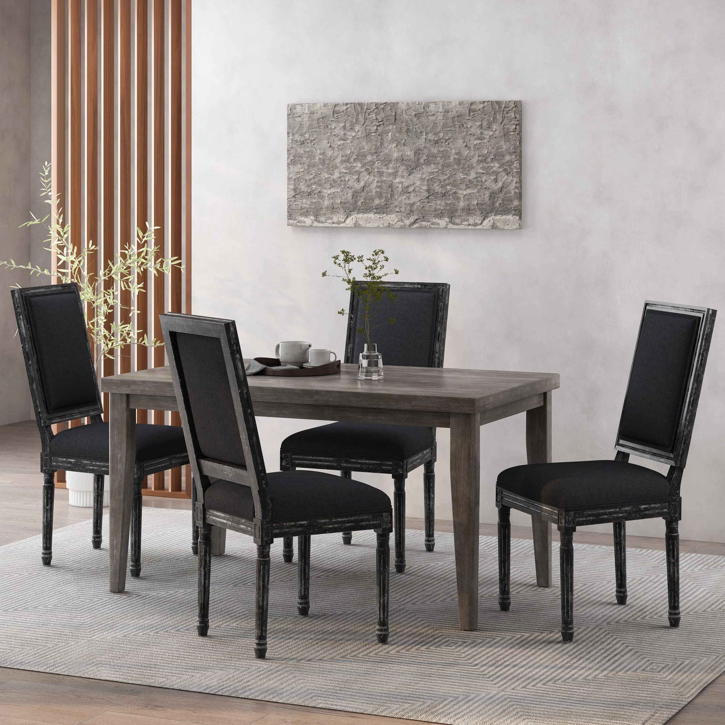 Amy French Country Wood Upholstered Dining Chair, Set of 4 - furnishings