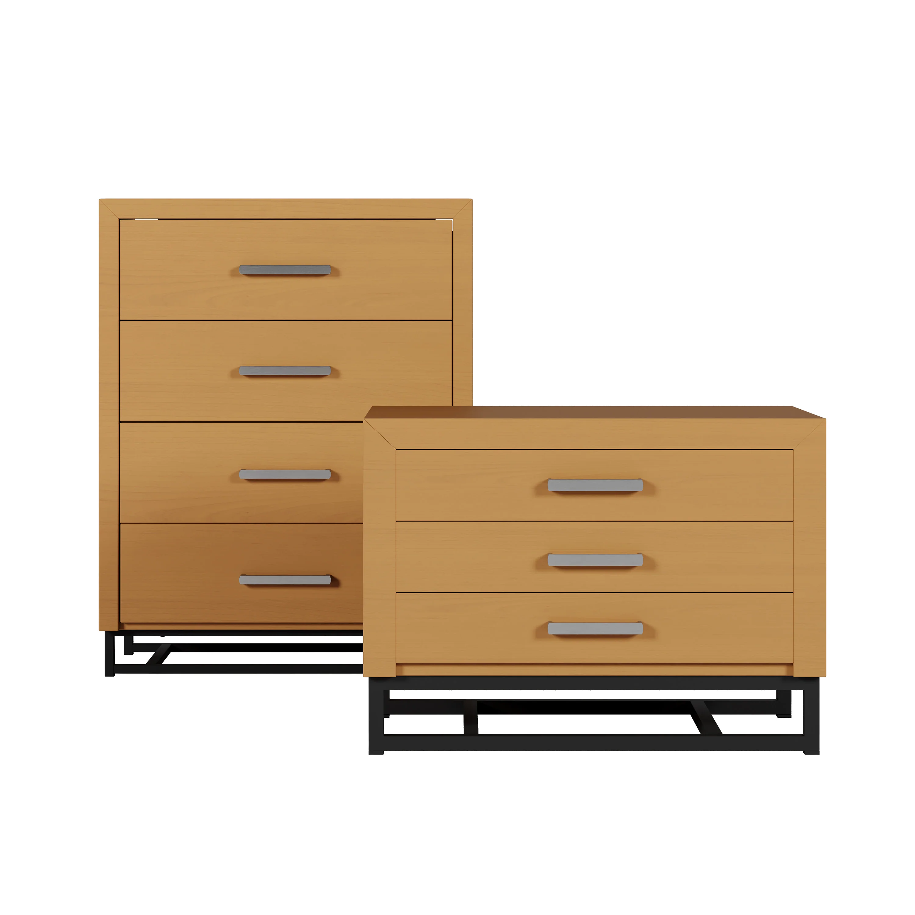 Borah Contemporary Faux Wood 2 Piece 4 Drawer Dresser and Nightstand Bedroom Set - furnishings