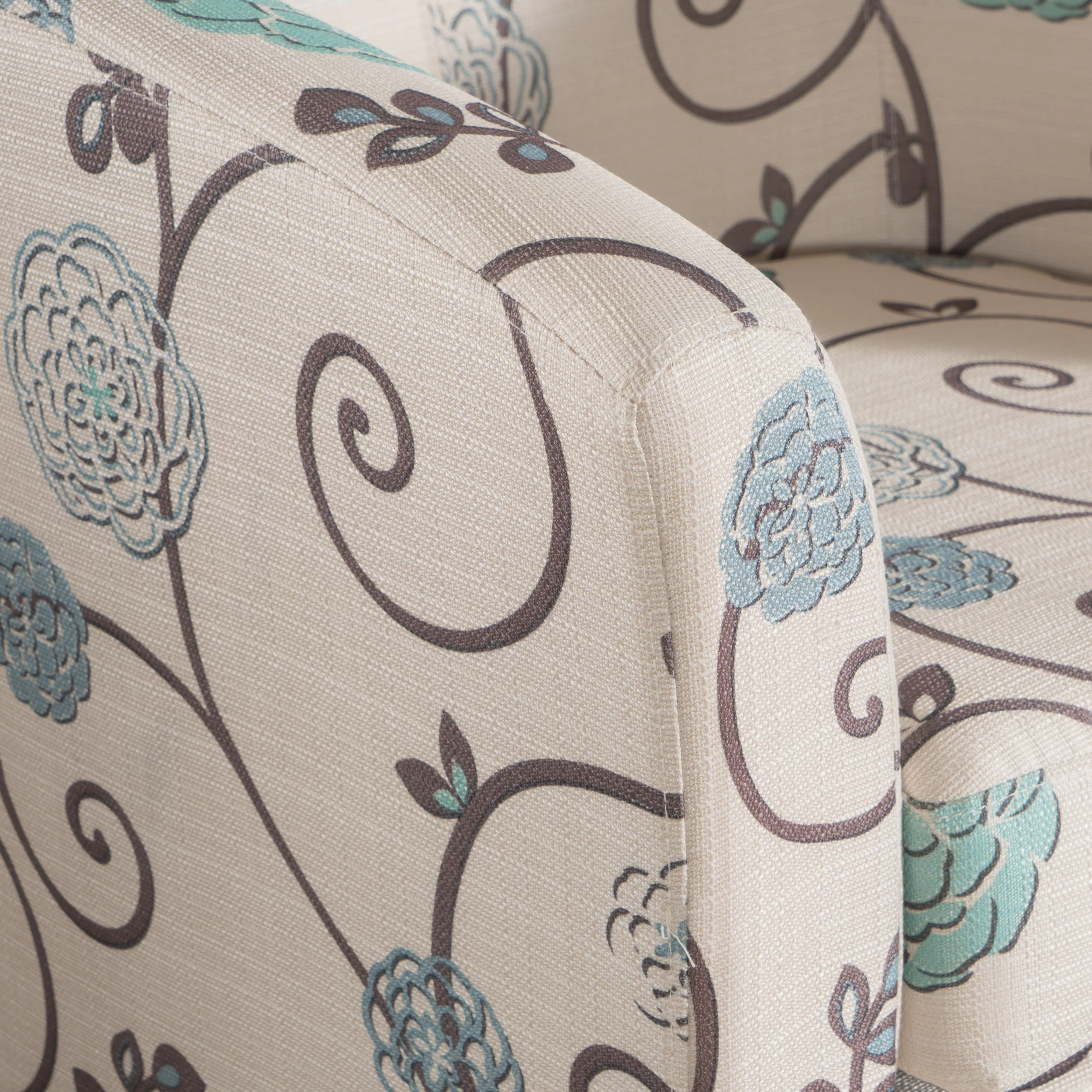Palisades White and Blue Fabric Club Chair - furnishings