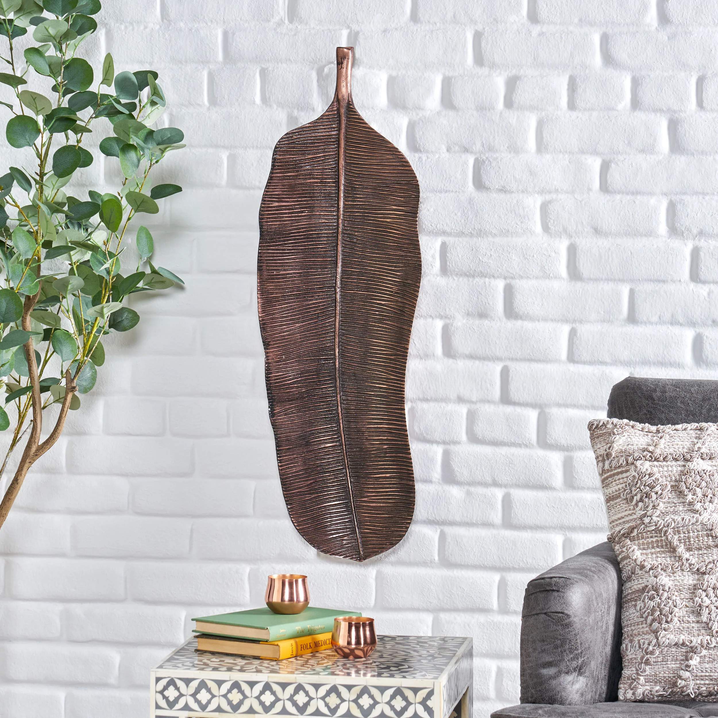 Cordele Handcrafted Aluminum Medium Leaf Wall Decor - furnishings