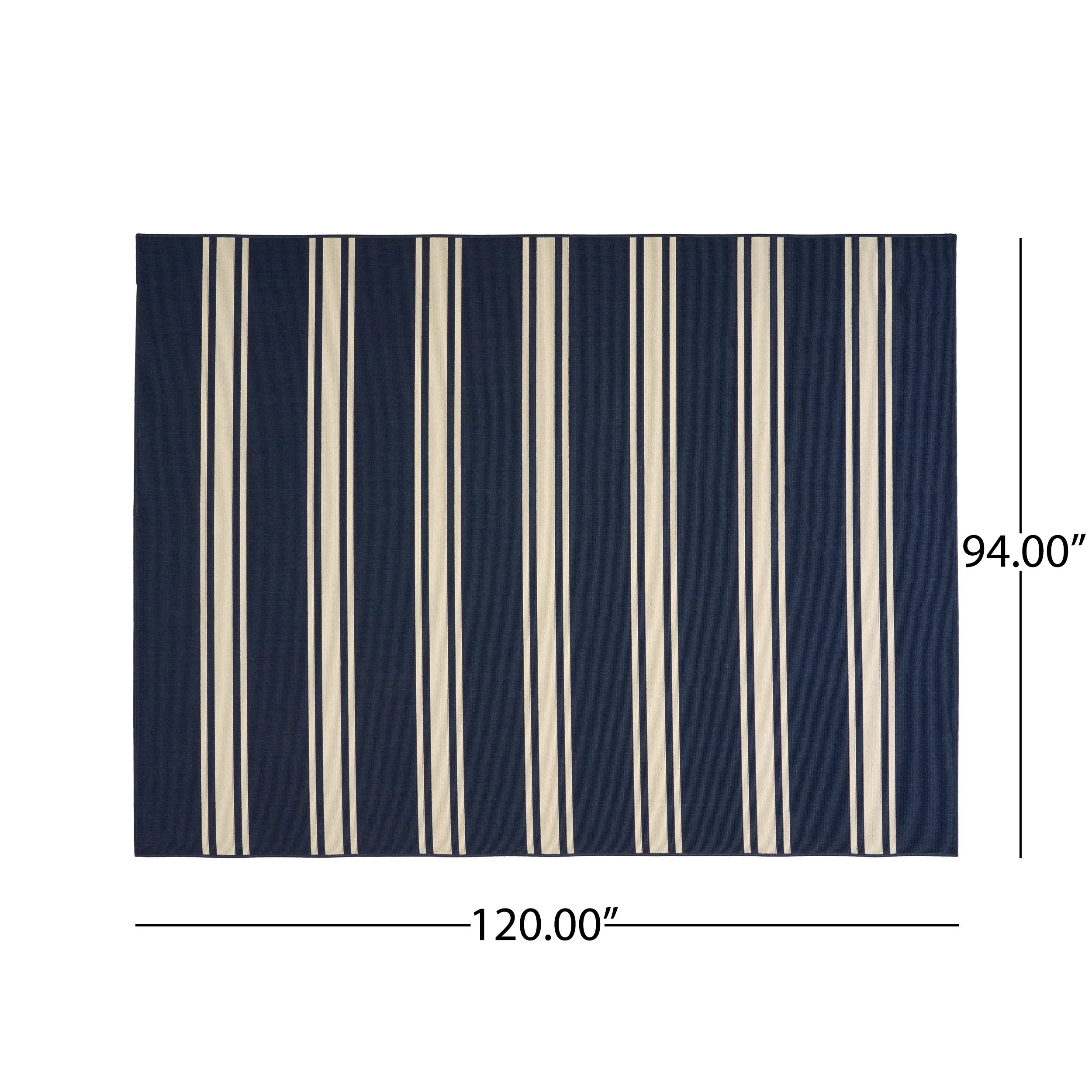 Julia Outdoor Stripe Area Rug, Navy and Ivory - furnishings