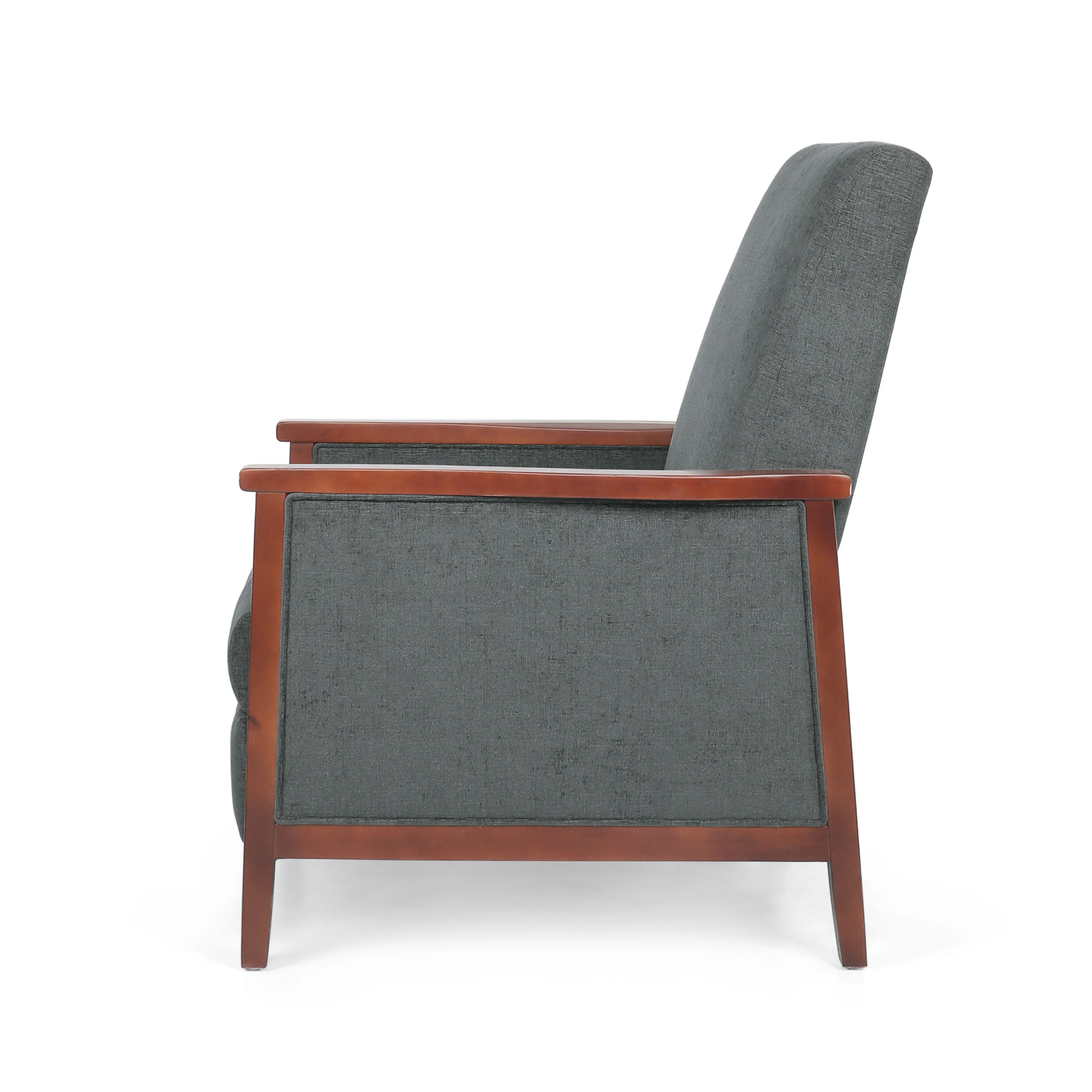 Ambleside Mid Century Modern Fabric Upholstered Wood Pushback Recliners, Set of 2 - furnishings