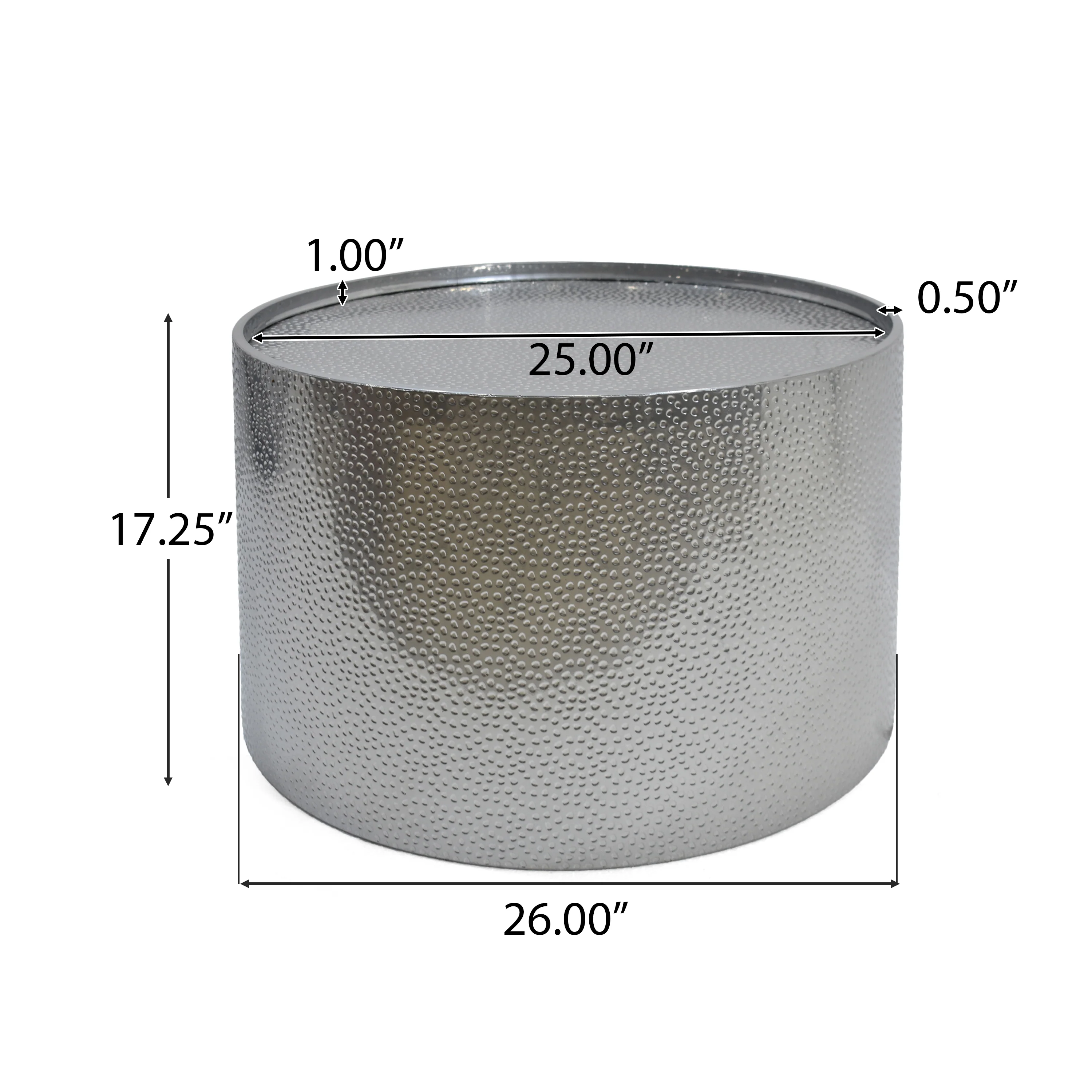Rache Modern Round Coffee Table with Hammered Iron - furnishings