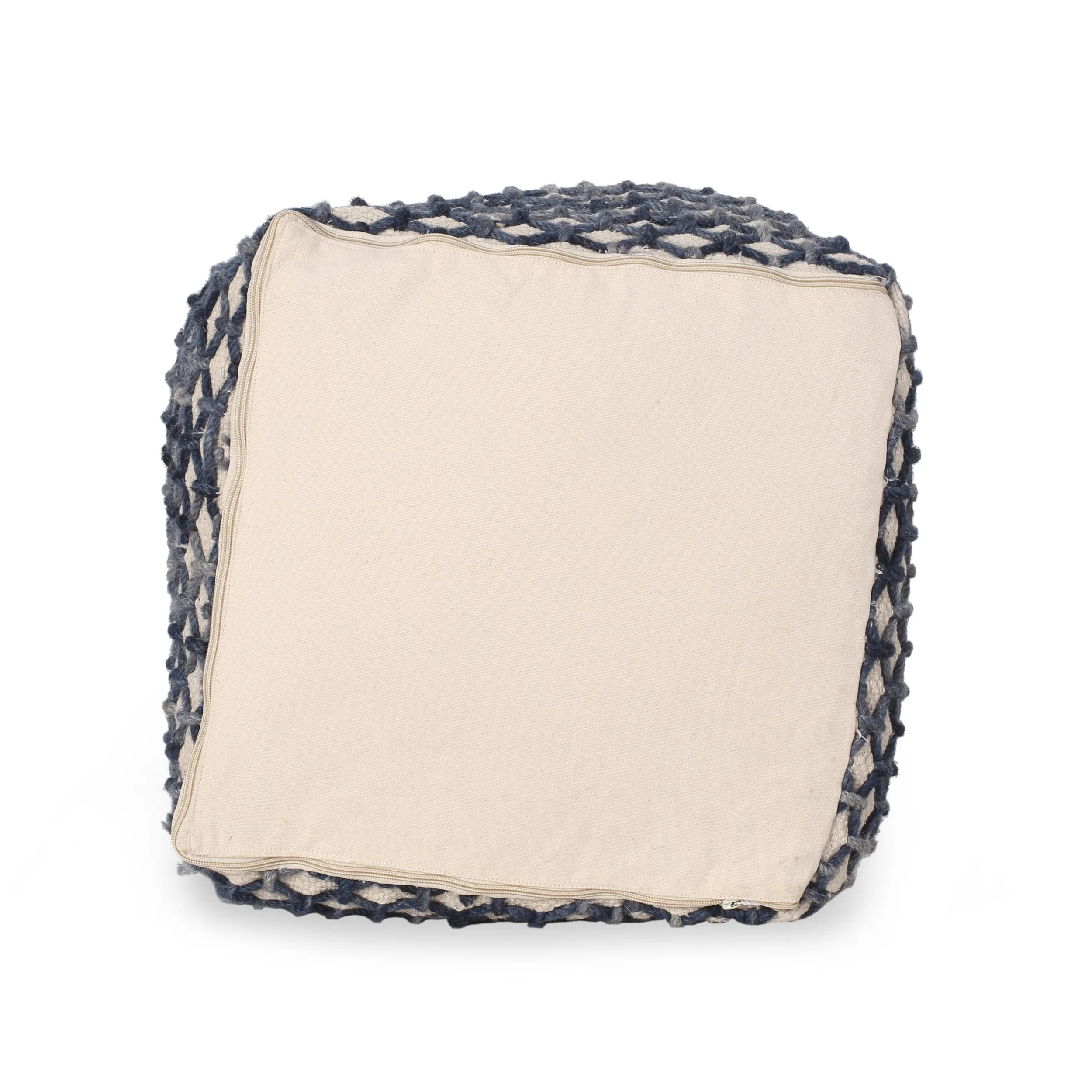 Jobe Boho Wool and Cotton Pouf - furnishings