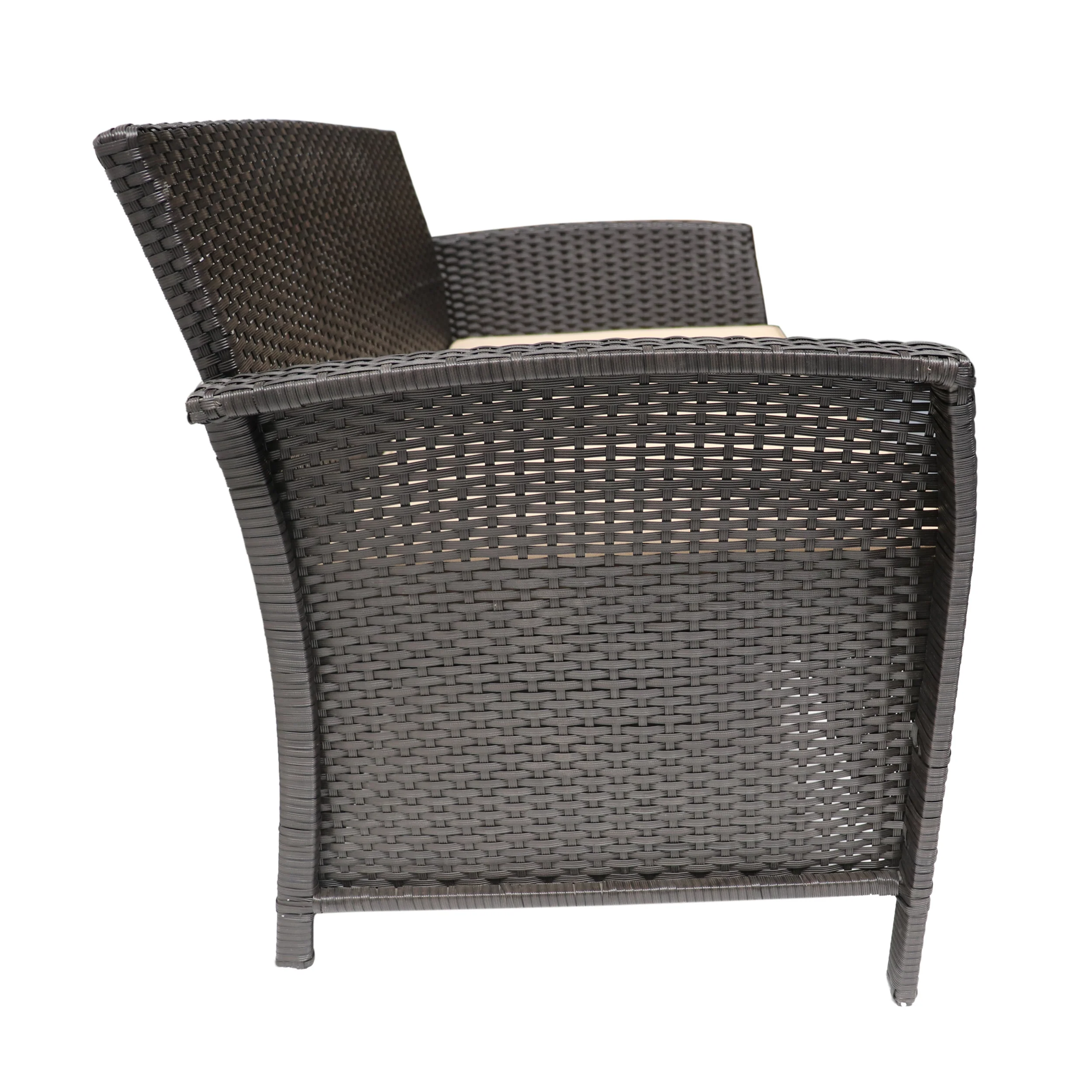 Lucia Outdoor 6-Seater Wicker Conversation Set with Coffee Table - furnishings
