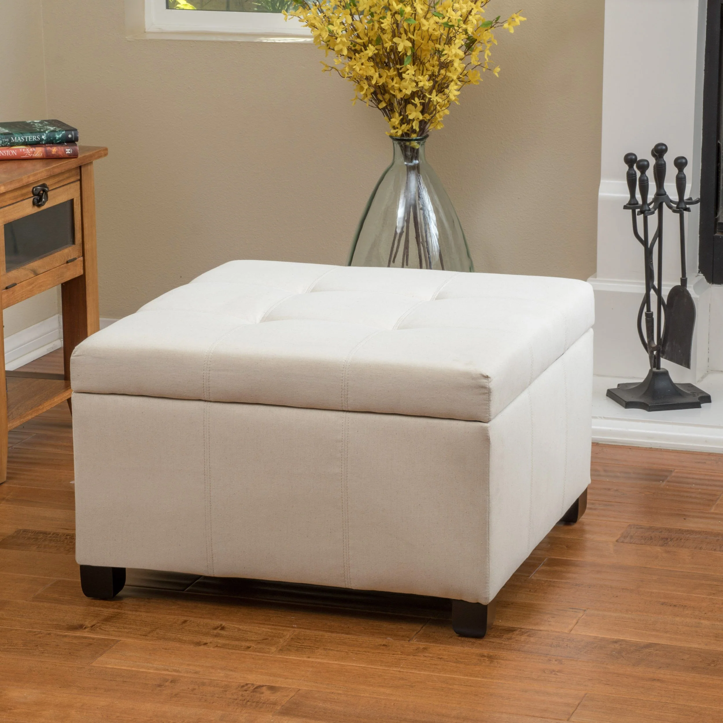 Kensington Fabric Square Storage Ottoman Coffee Table - furnishings