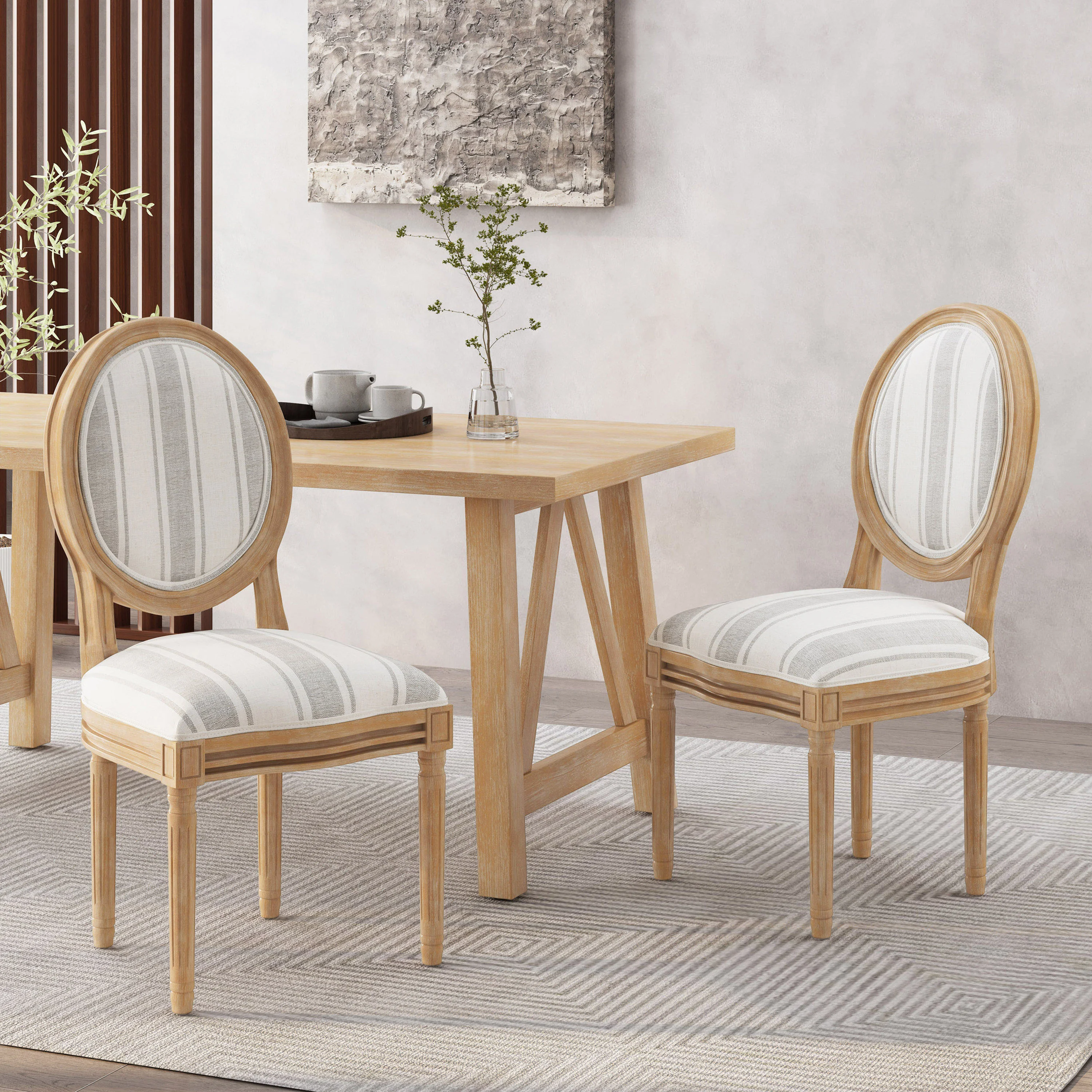 Lariya French Country Fabric Dining Chairs - furnishings