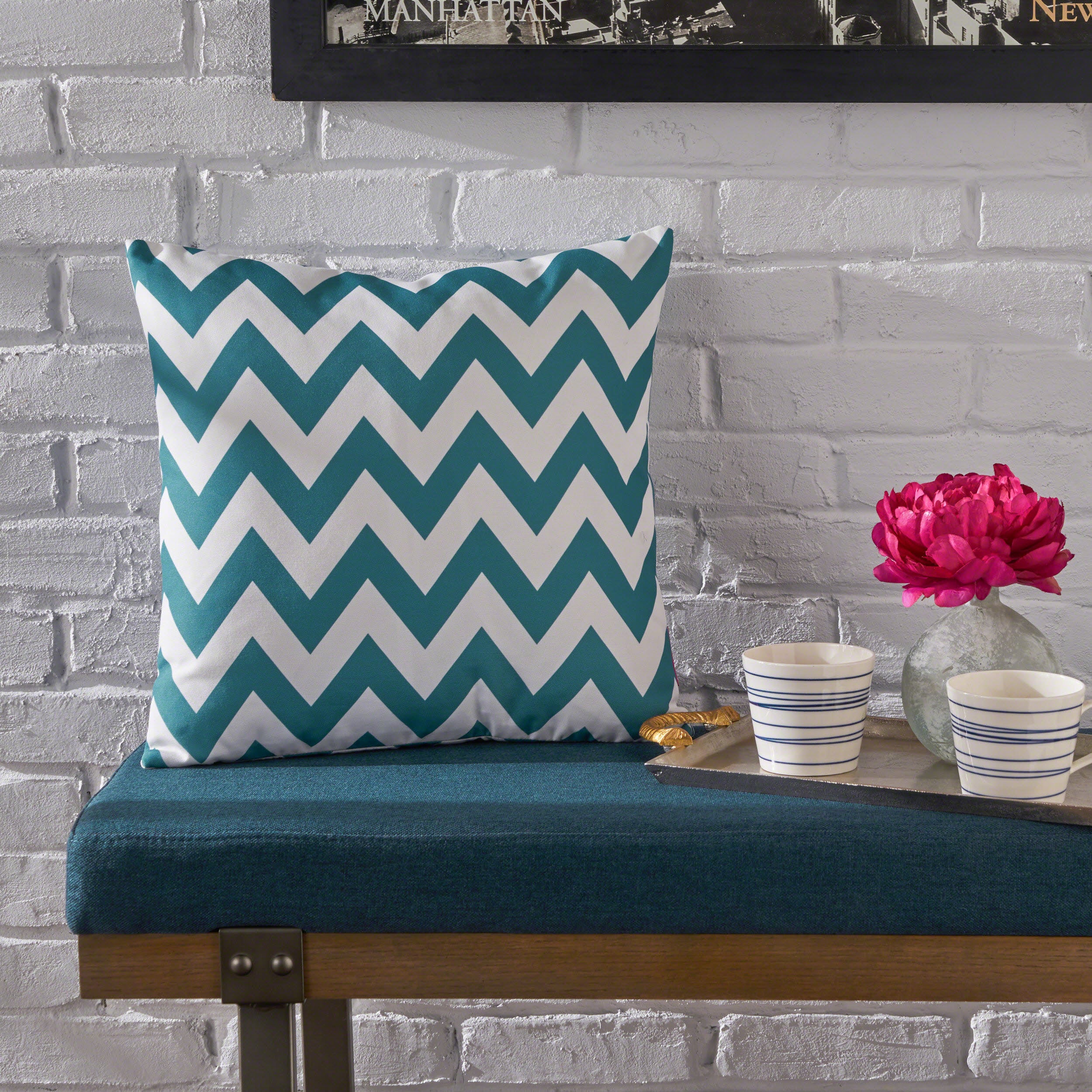 Ernest Indoor Zig Zag Striped Water Resistant Square Throw Pillow - furnishings