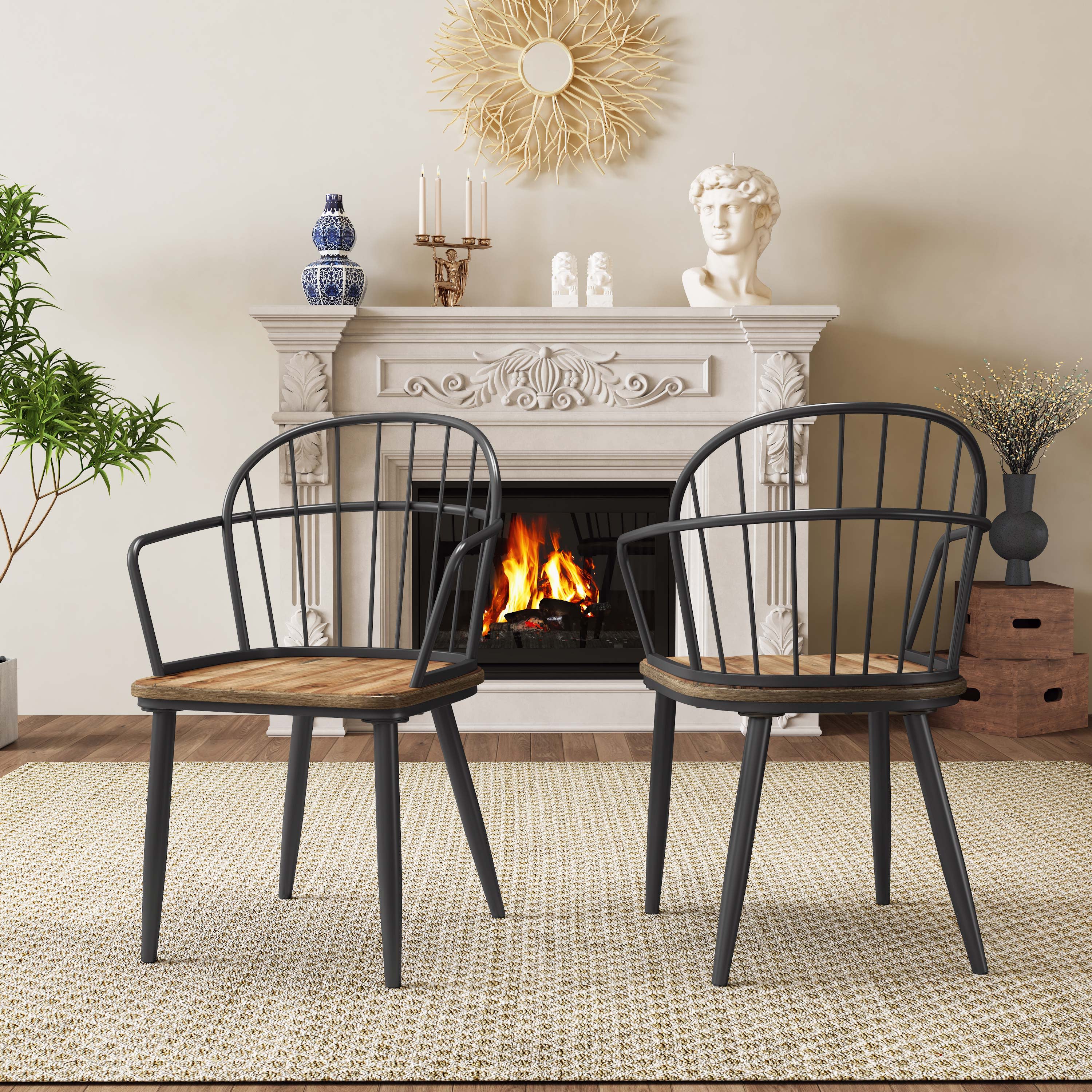 Melora Modern Dining Chairs with Metal Legs, Set of 2 - furnishings