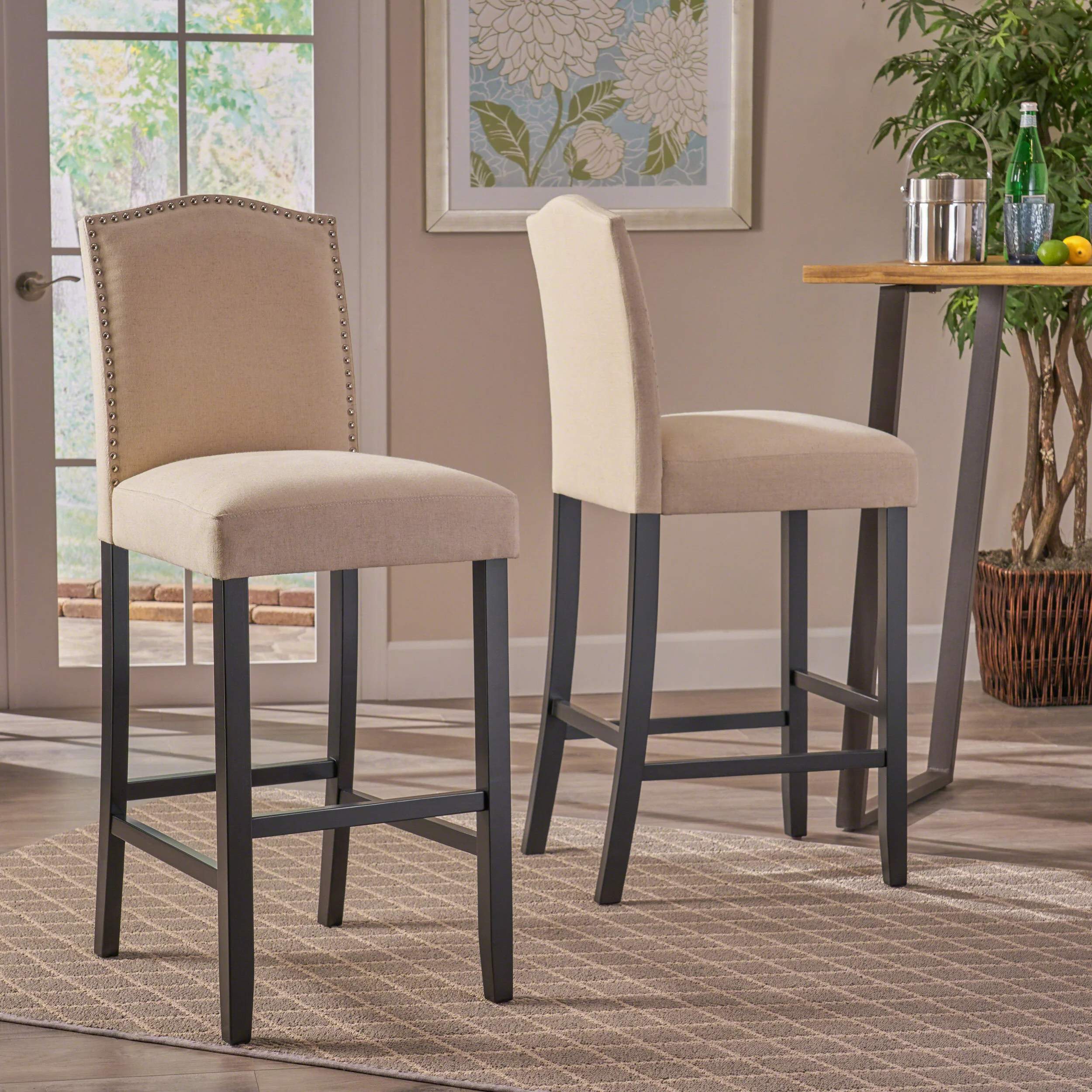 Auburn 30-Inch Ivory Fabric Backed Barstool (Set of 2) - furnishings
