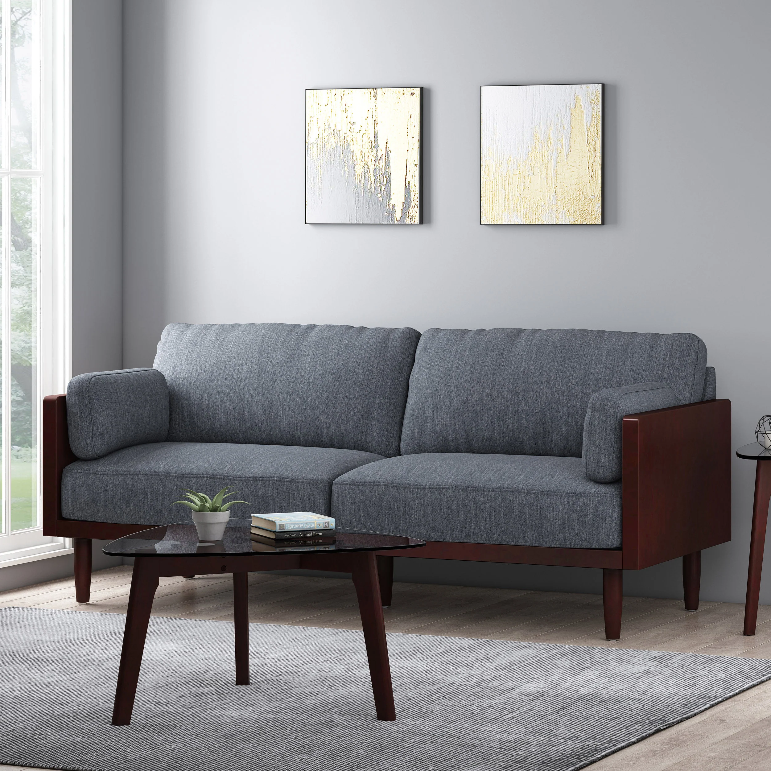 Bagan Mid-Century Modern Upholstered 3 Seater Sofa - furnishings