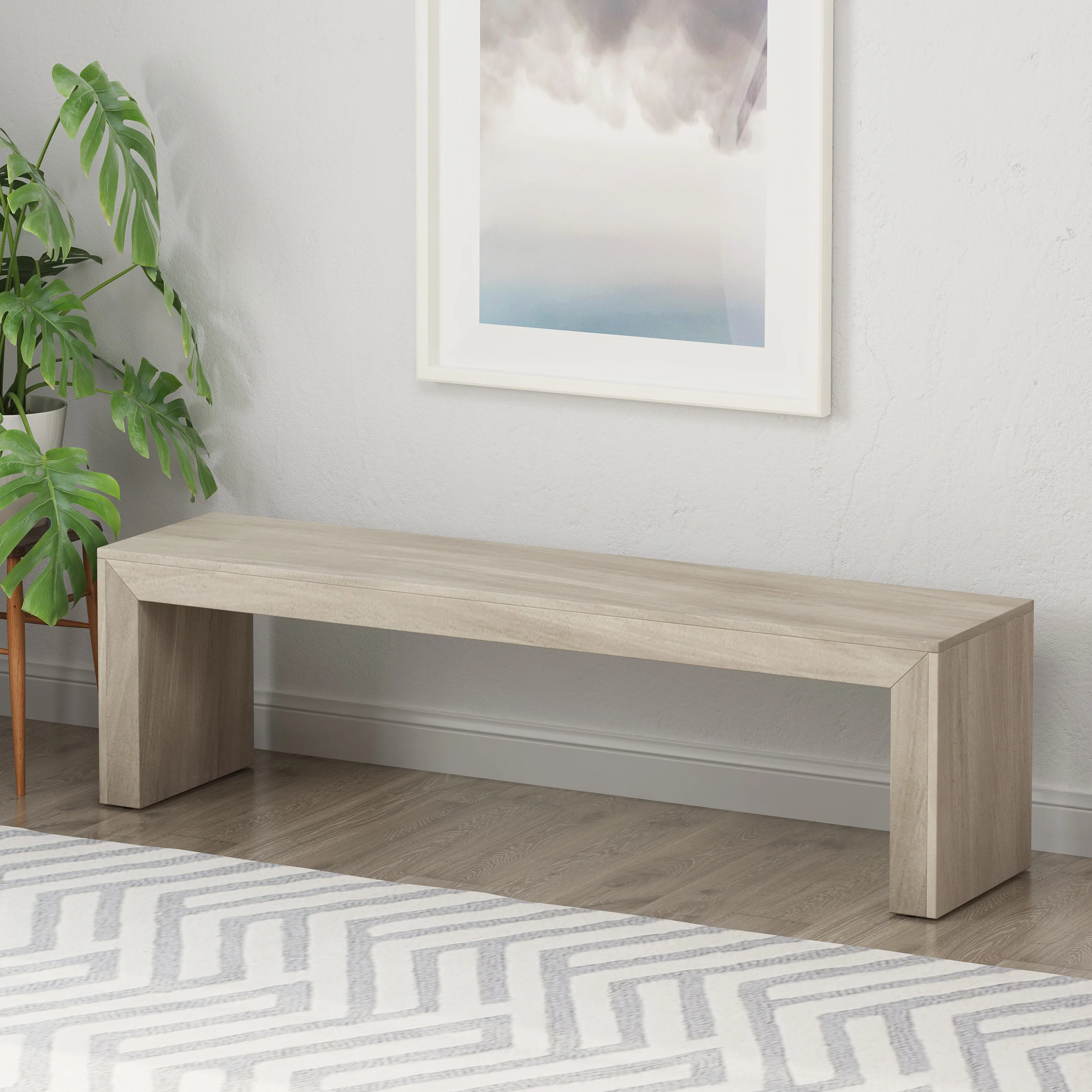 Alveton Rustic Acacia Wood Dining Bench - furnishings