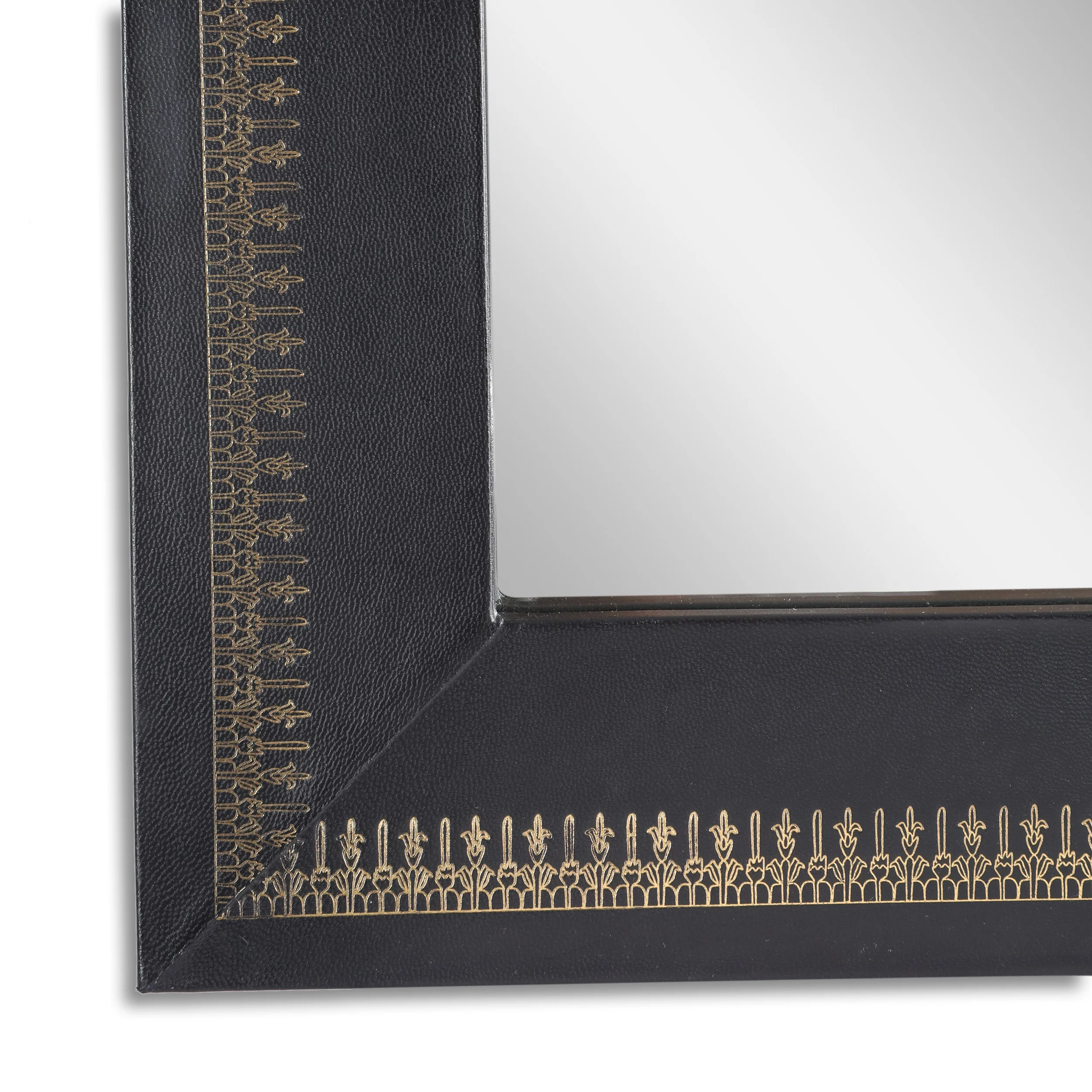 Crowe Handcrafted Boho Embossed Leather Square Wall Mirror - furnishings