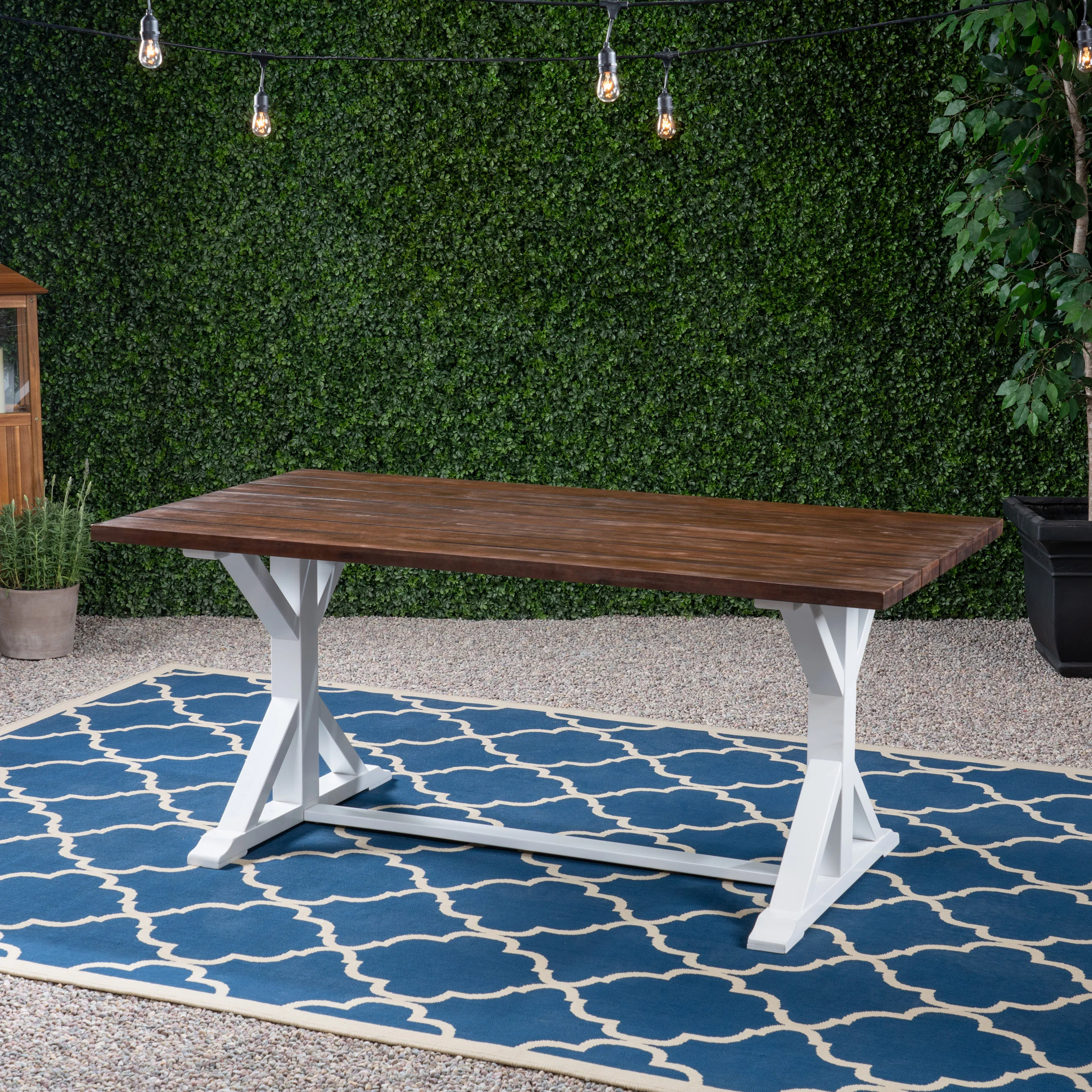Ayrton Outdoor Rustic Acacia Wood 7 Piece Dining Set - furnishings