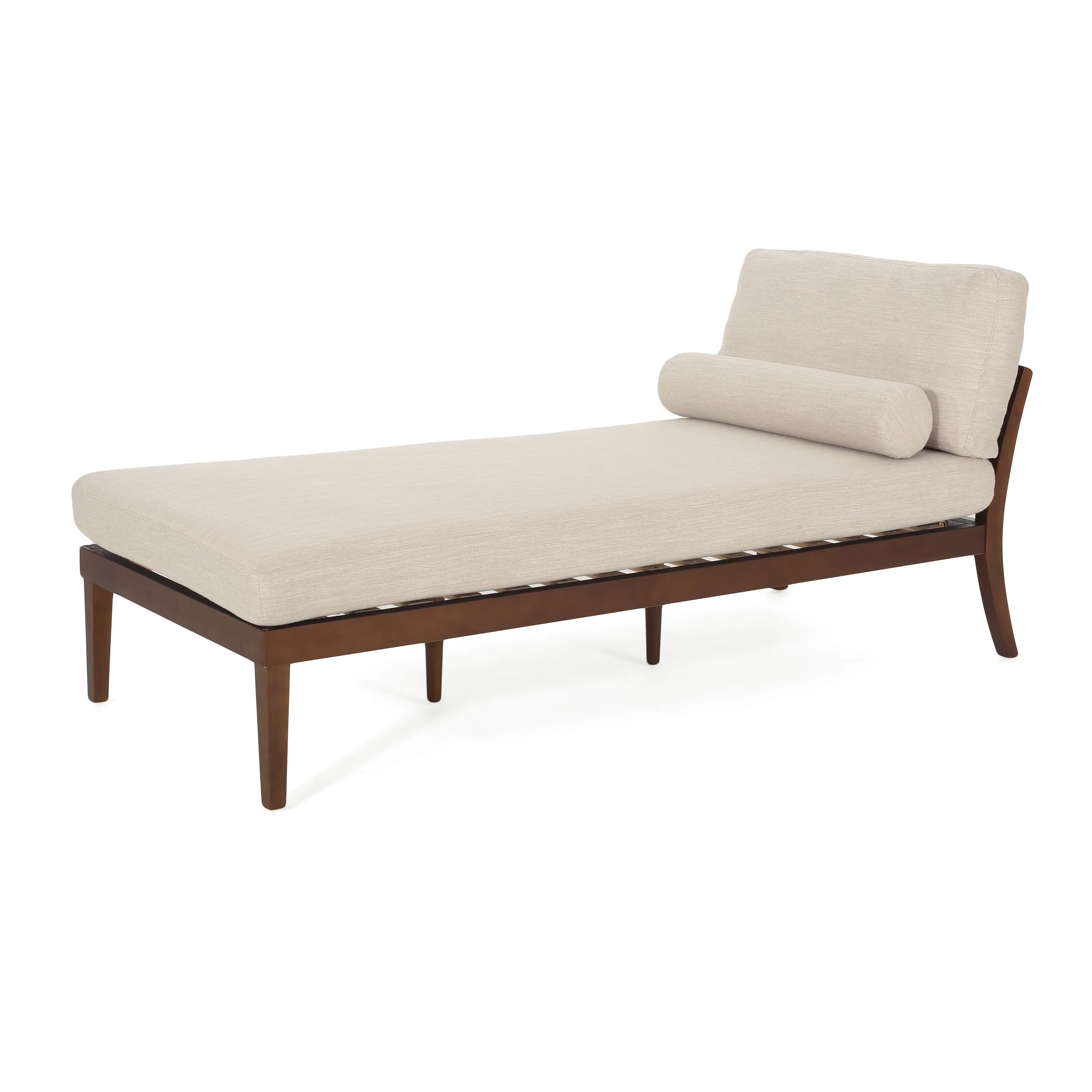 Lochmere Mid Century Modern Fabric Chaise Lounge with Bolster Pillow - furnishings
