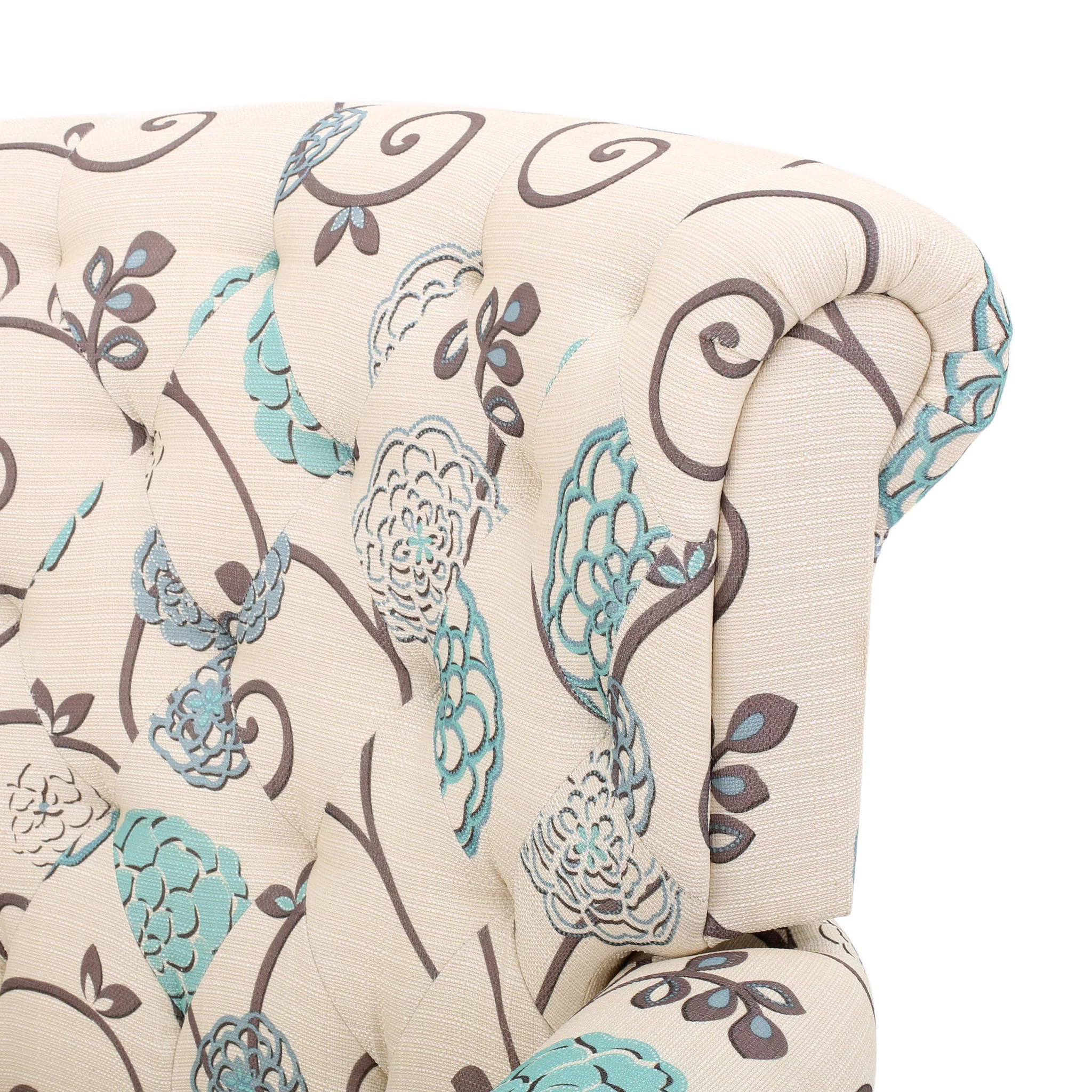 Solvang Floral Tufted Fabric Club Chair - furnishings