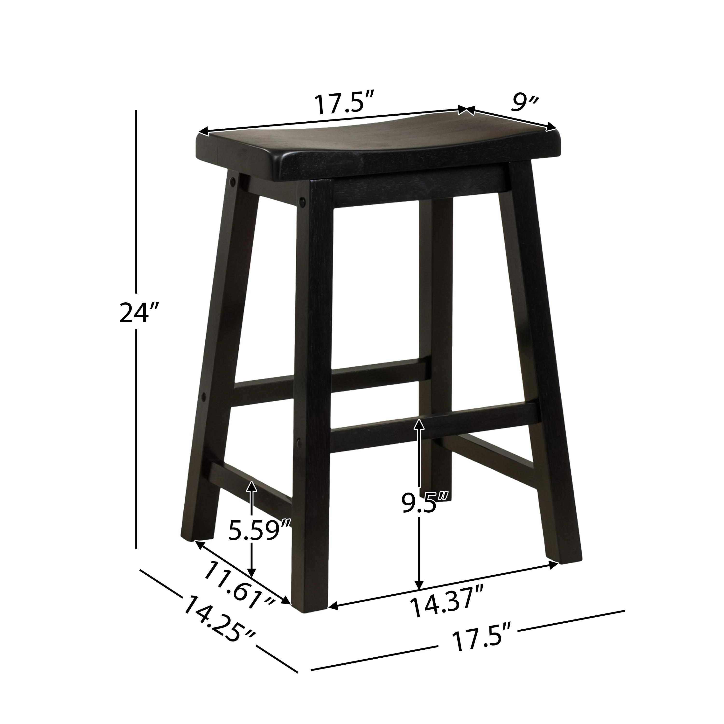 Marcy Black Saddle Wood 24-Inch Counter Stool (Set of 2) - furnishings