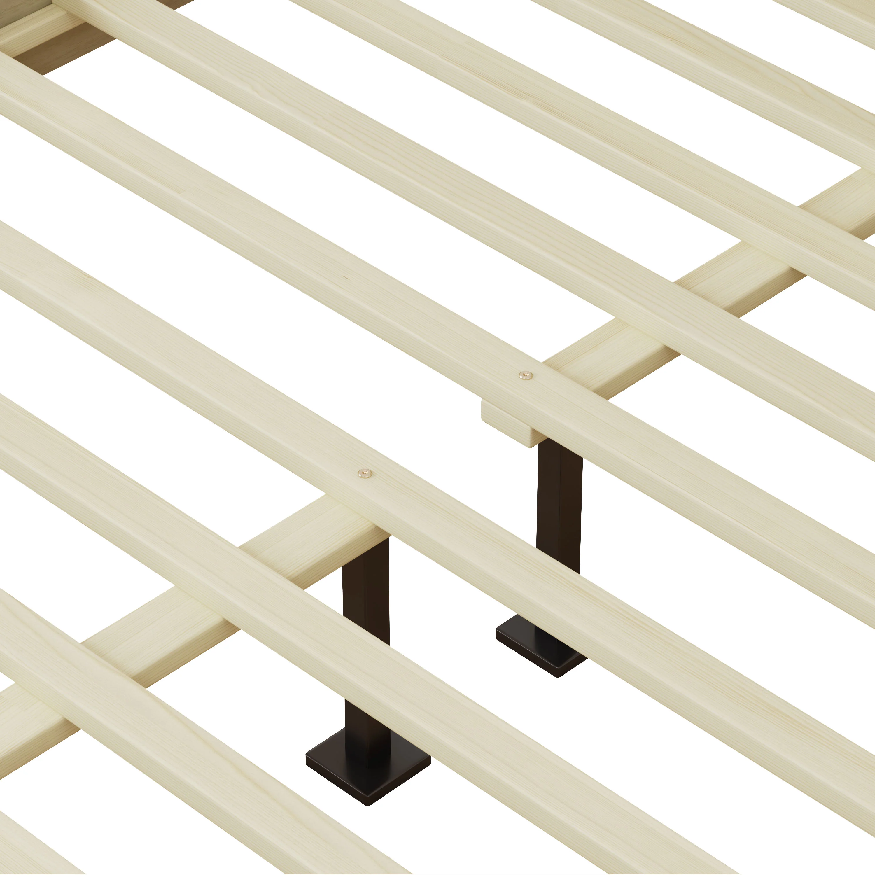 Linenwood Eudoca Rubber Wood Platform Bed with Rattan Woven Headboard, Natural - furnishings