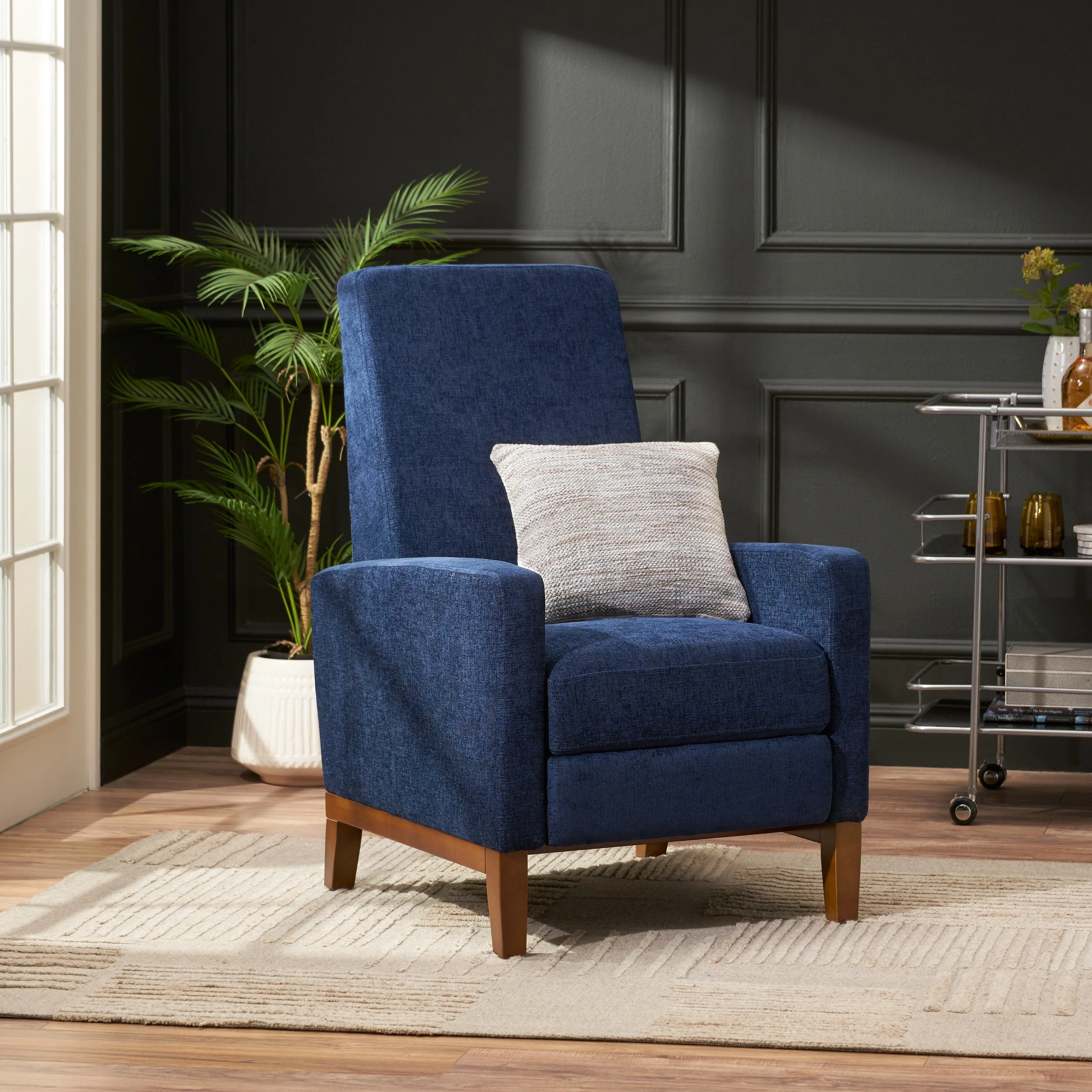 Plevna Contemporary Fabric Upholstered Pushback Recliner - furnishings