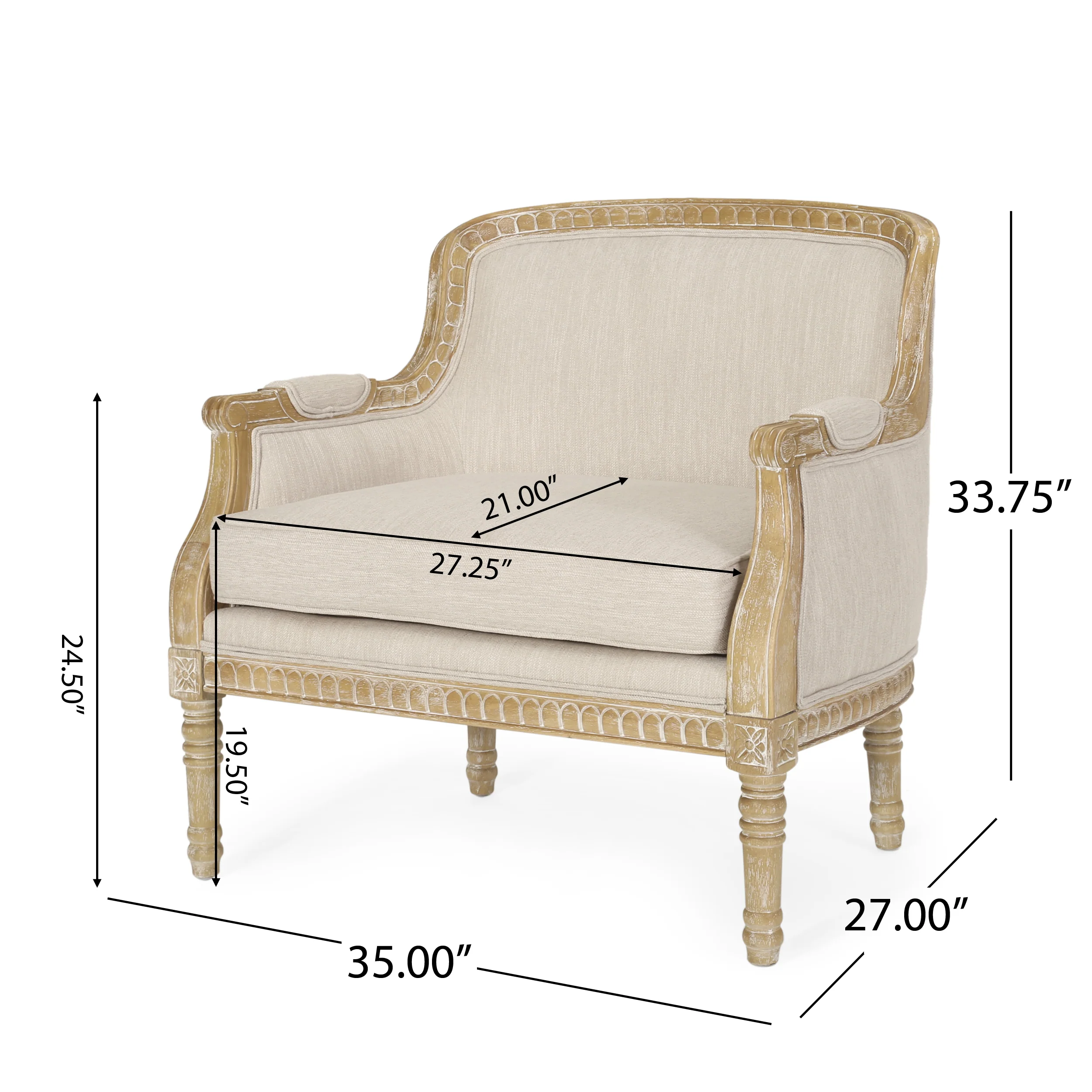 Bennion French Country Fabric Upholstered Club Chair - furnishings