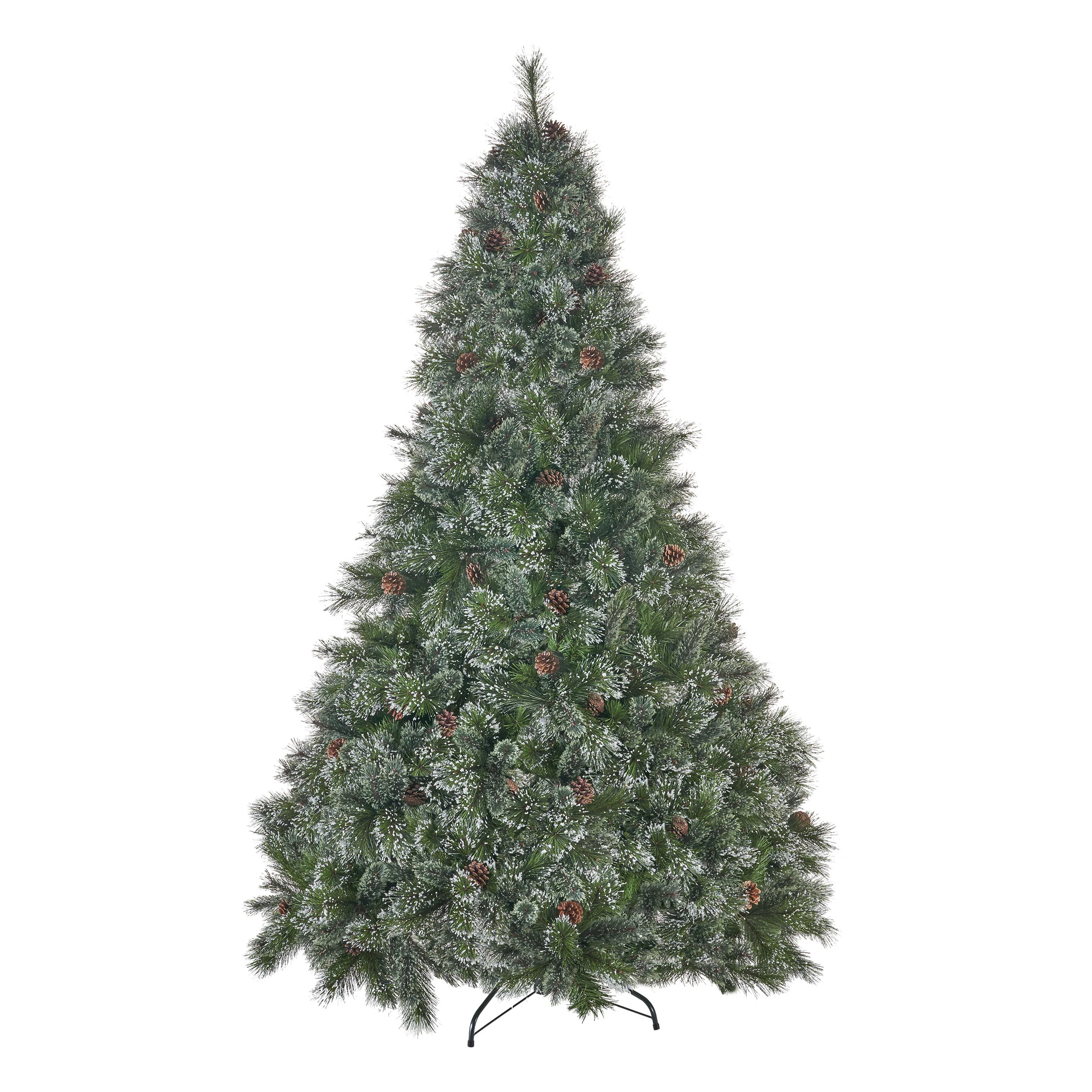 4.5-foot Cashmere Pine and Mixed Needles Hinged Artificial Christmas Tree with Snowy Branches and Pinecones - furnishings