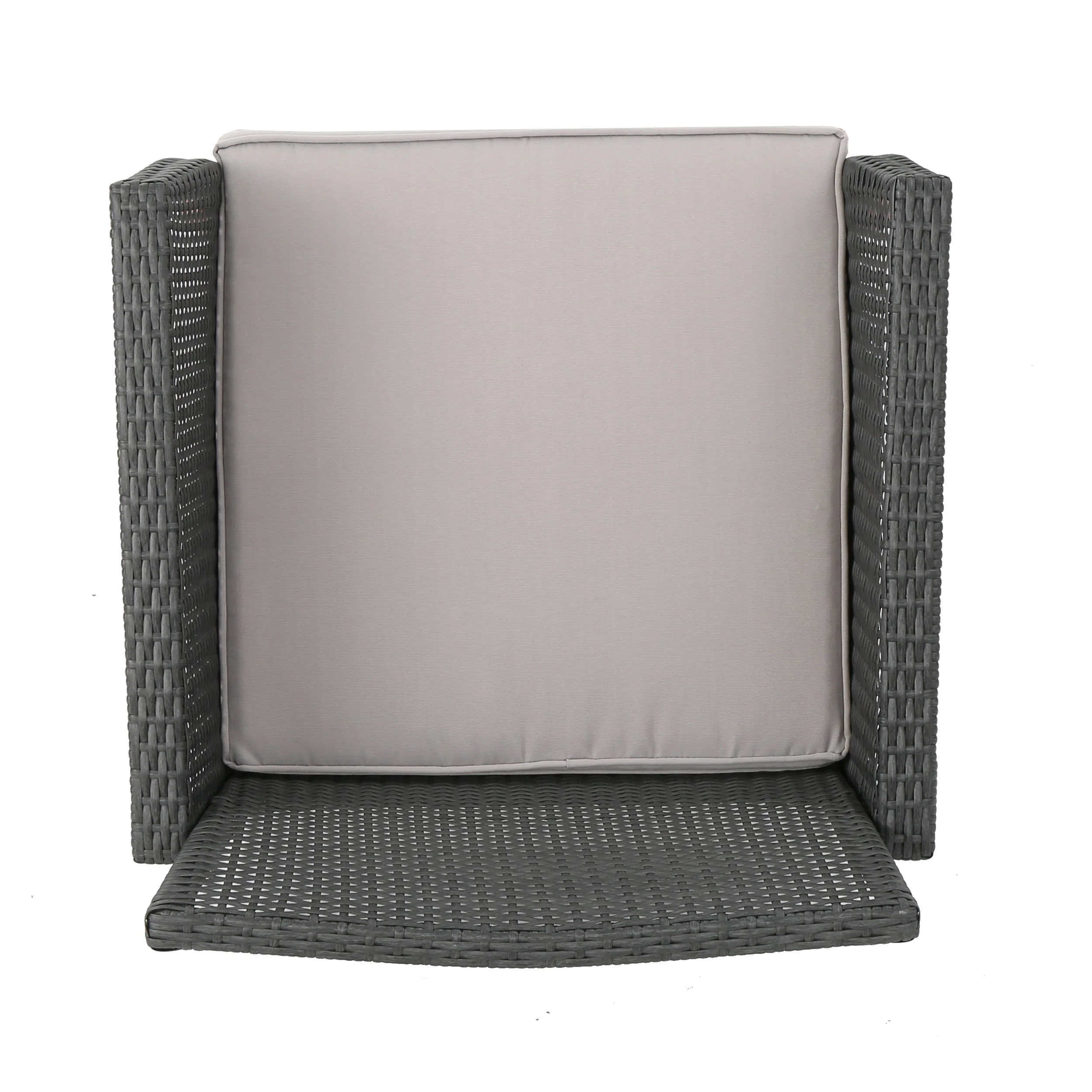 Mason Outdoor 7 Seater Wicker Chat Set with Fire Pit, Gray and Dark Gray - furnishings