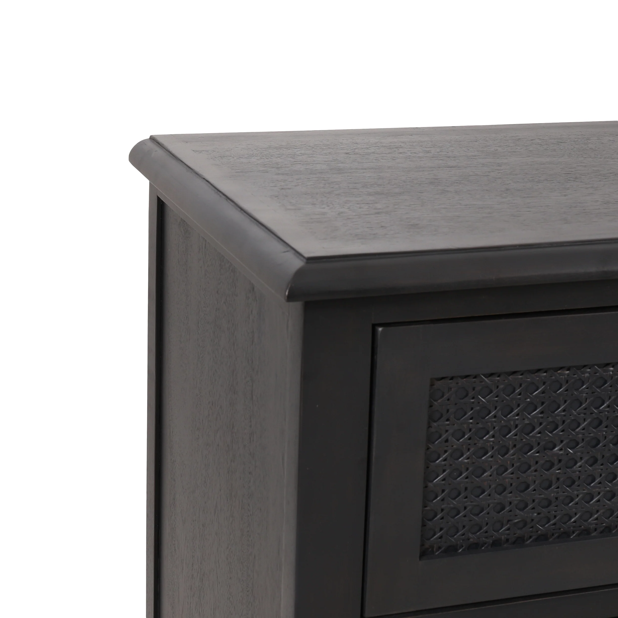 Pollards Rustic Acacia Wood and Cane 3 Drawer Dresser, Dark Gray - furnishings