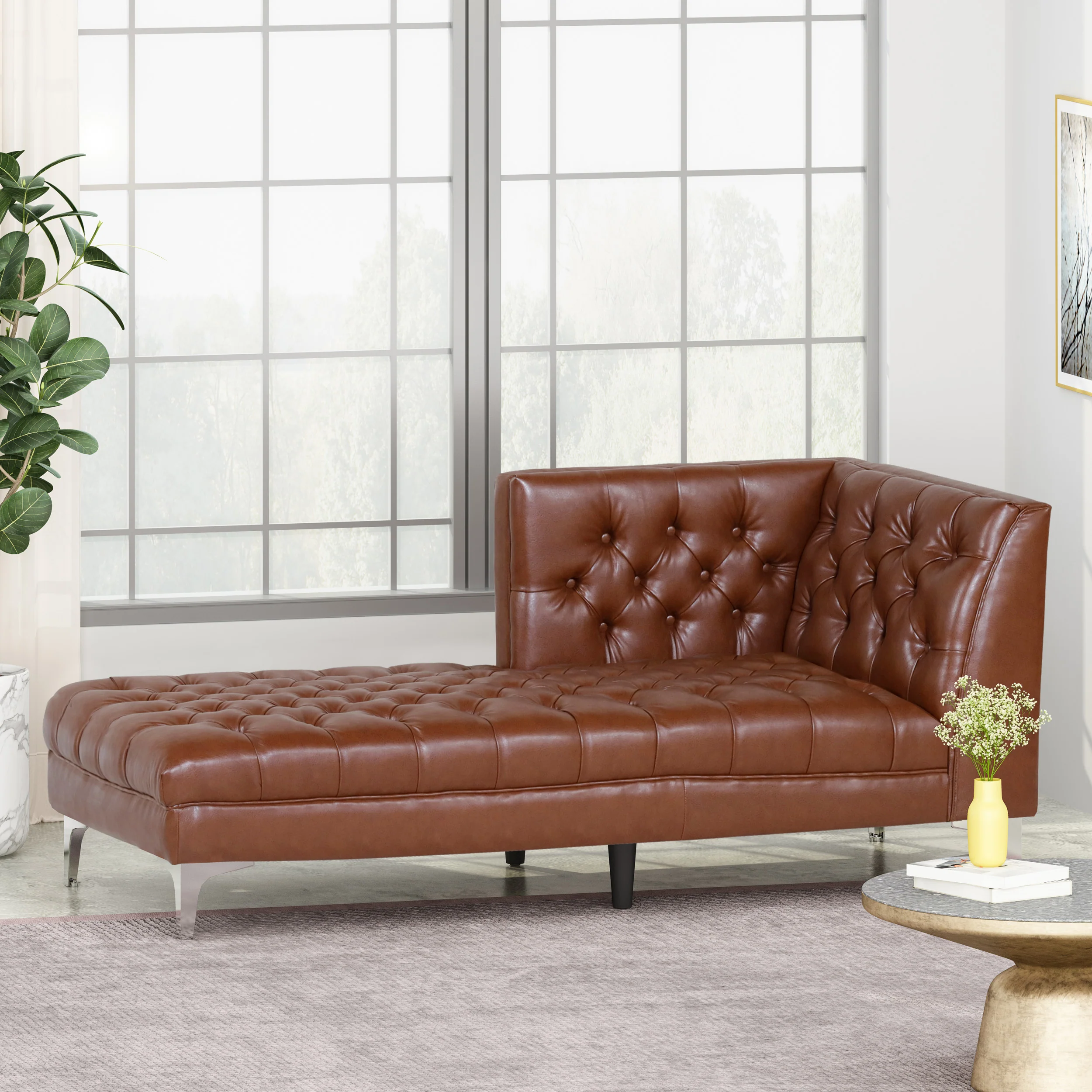 Bluffton Contemporary Tufted One Armed Chaise Lounge - furnishings