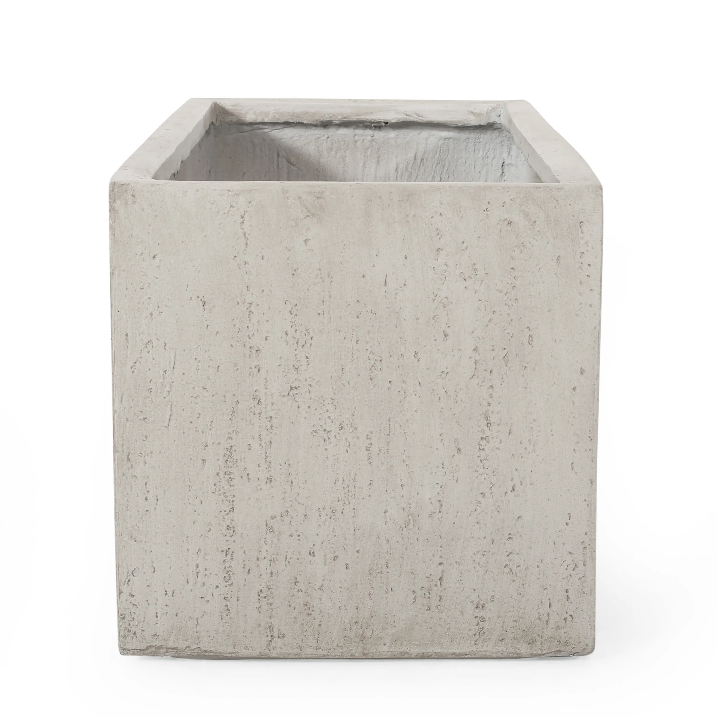 Fardeen Outdoor Modern Cast Stone Rectangular Planter - furnishings