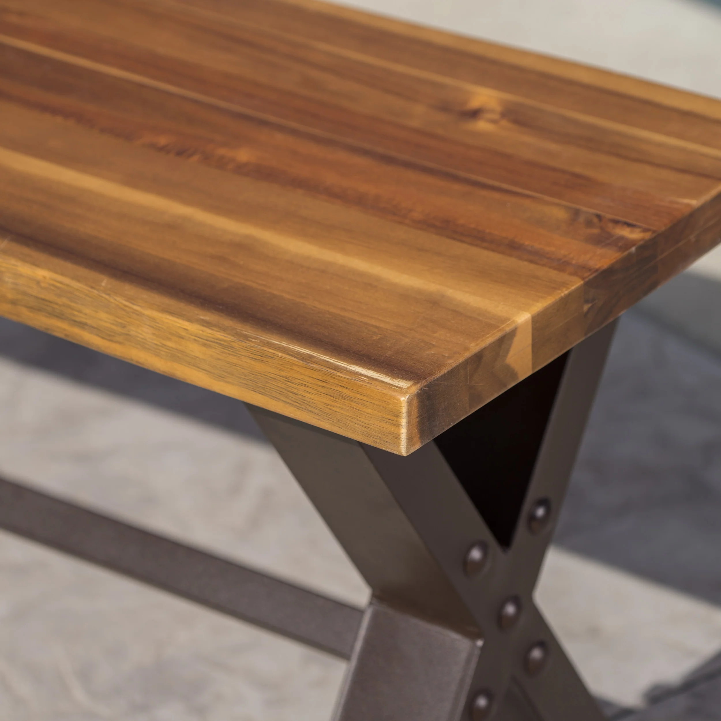 Sanil Outdoor Teak Finished Acacia Wood Dining Bench - furnishings