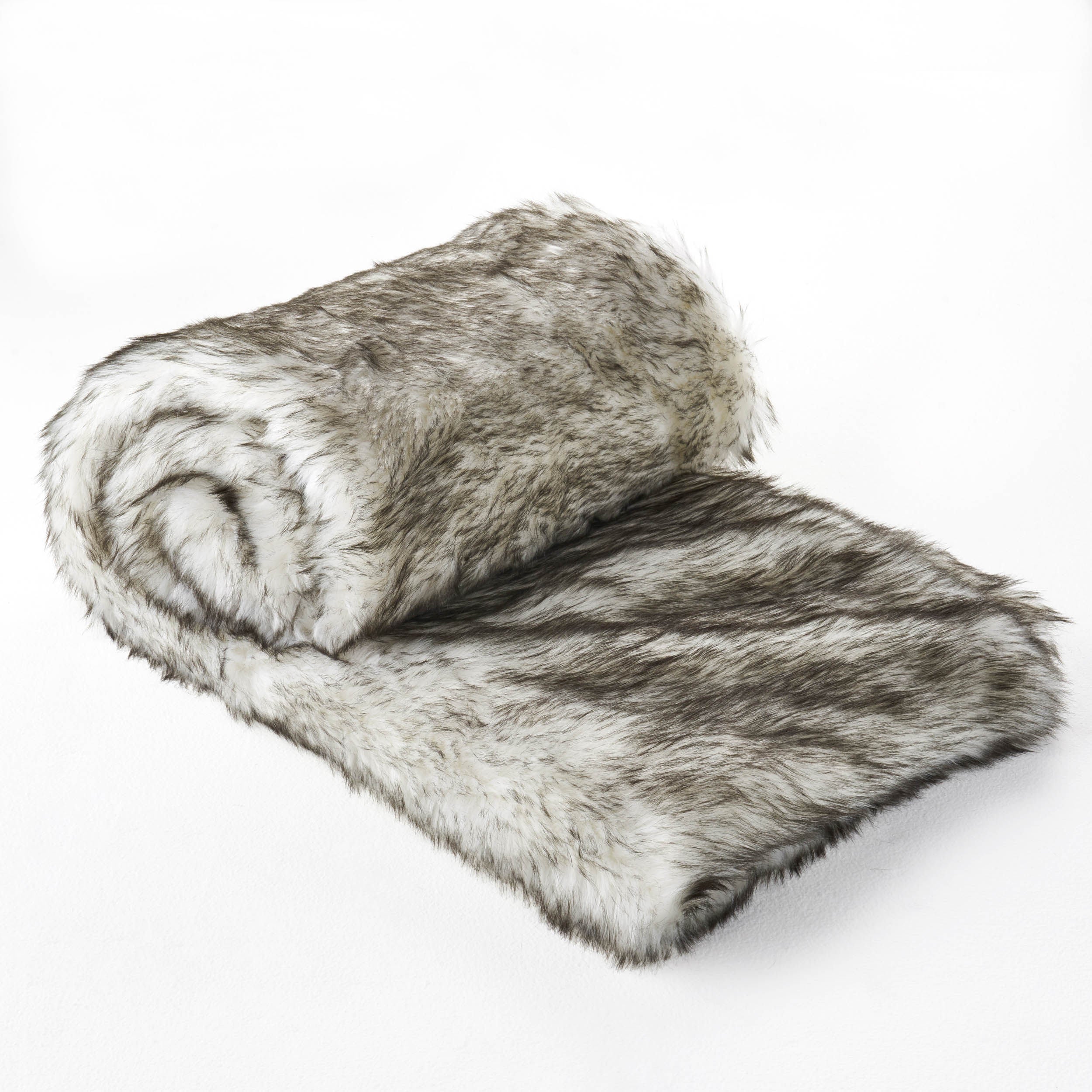 Laraine Modern Glam Rectangular Taupe Faux Fur Throw Blanket - furnishings
