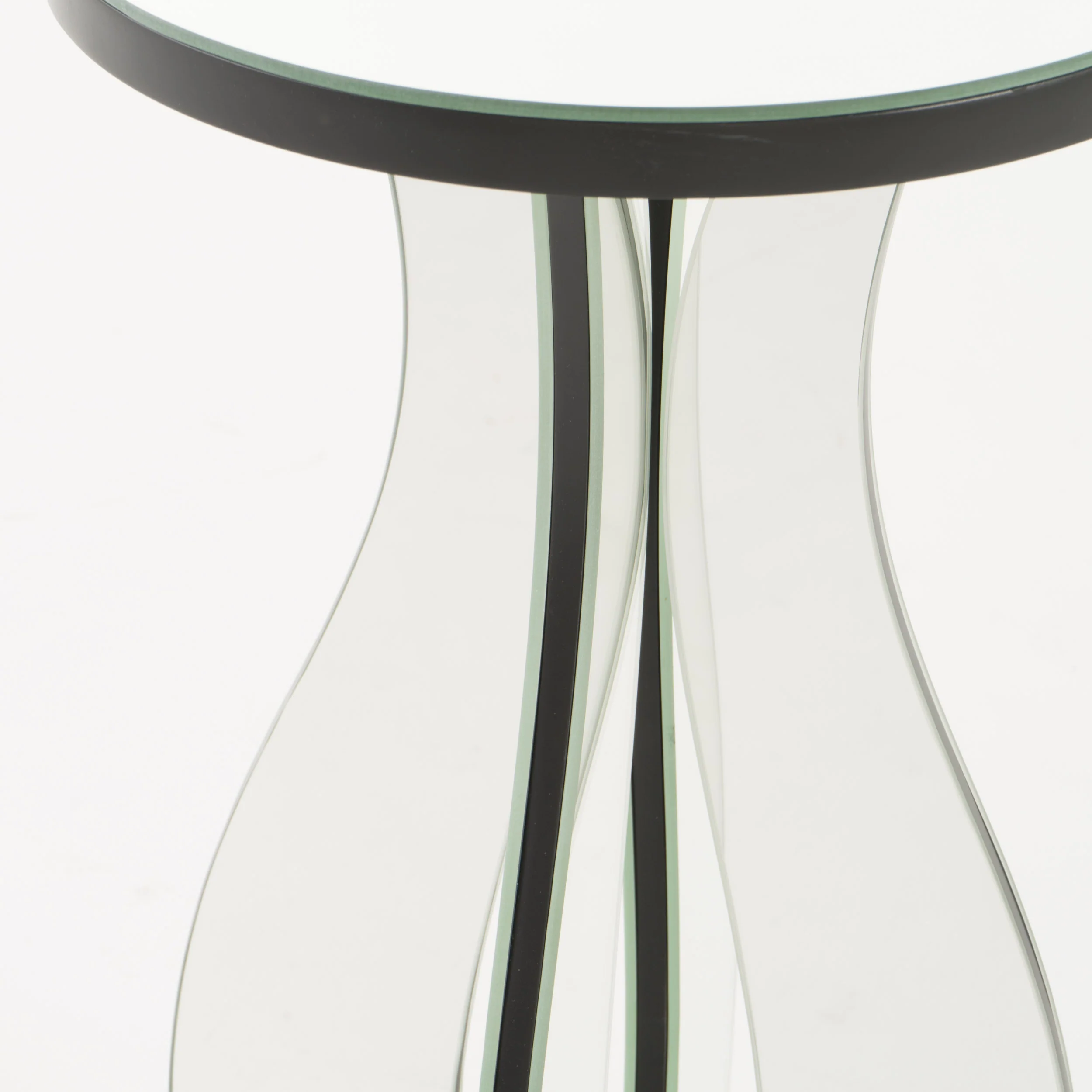 Tyne Modern Glam Curvy Mirror Accent Table with Circular Tabletop - furnishings