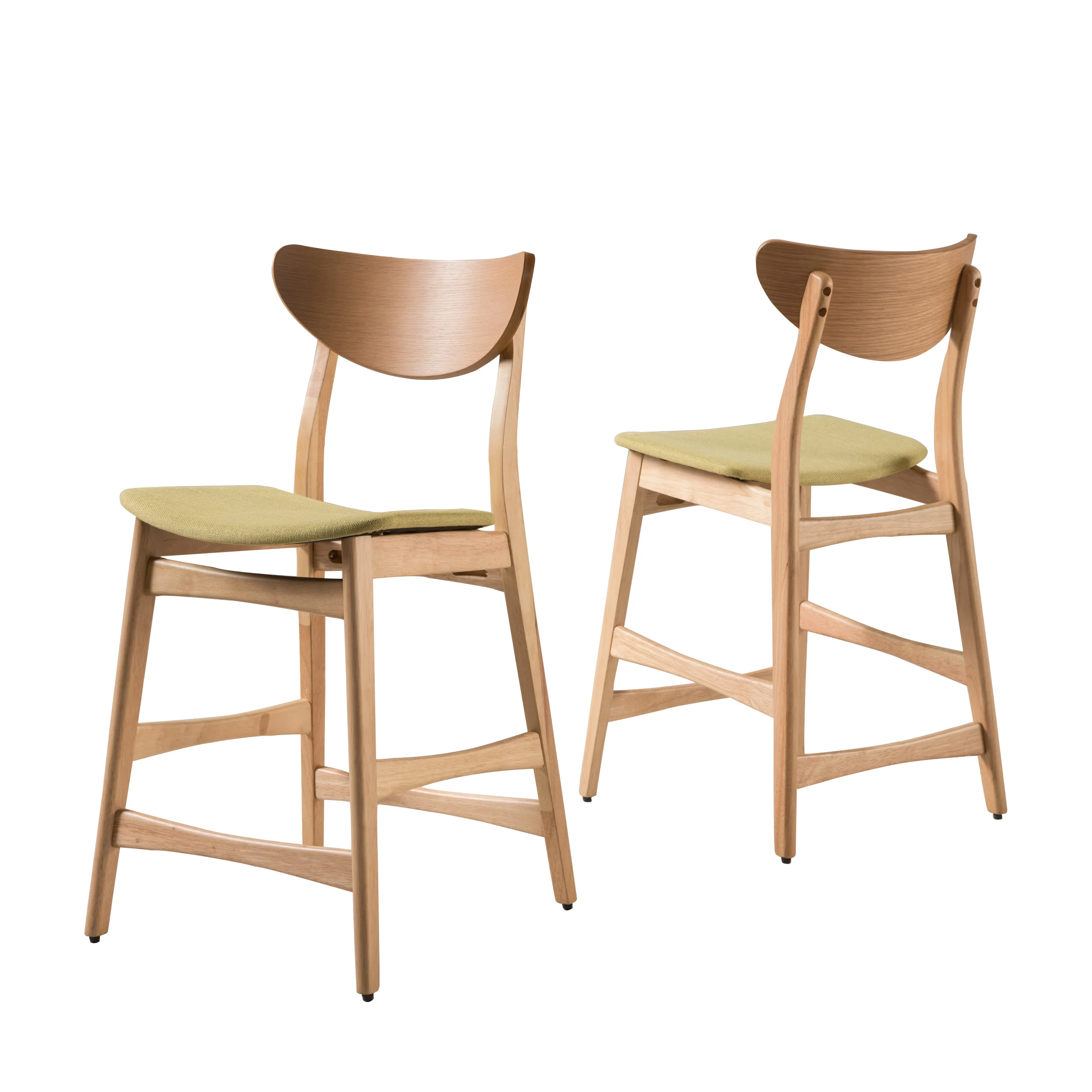 Molle Oak Finish Mid Century Design 24-Inch Counter Stools (Set of 2) - furnishings