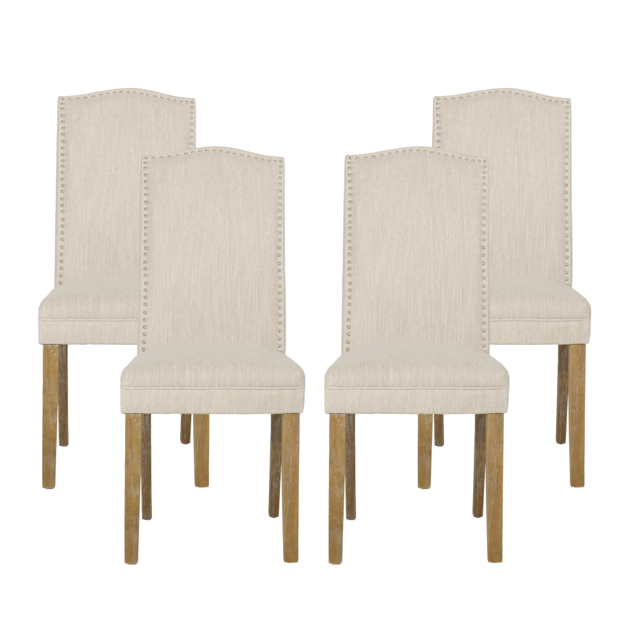 Geromin Contemporary Fabric Dining Chairs with Nailhead Trim, Set of 4 - furnishings