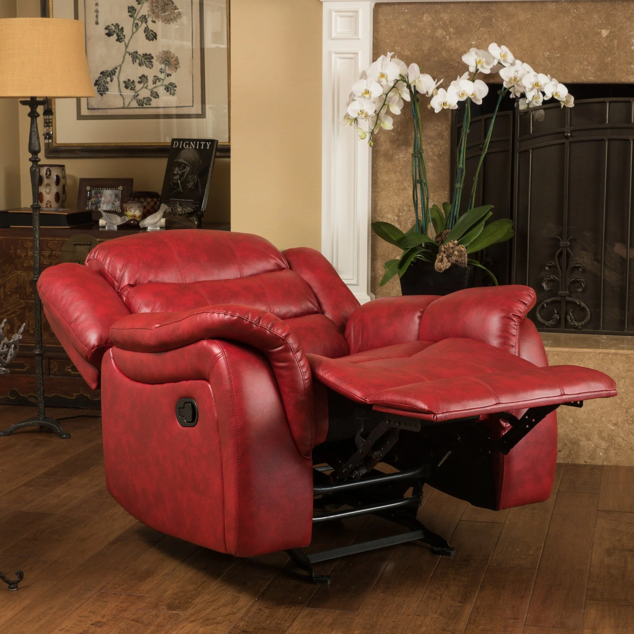 Hidal Contemporary Red Glider Recliner Chair - furnishings
