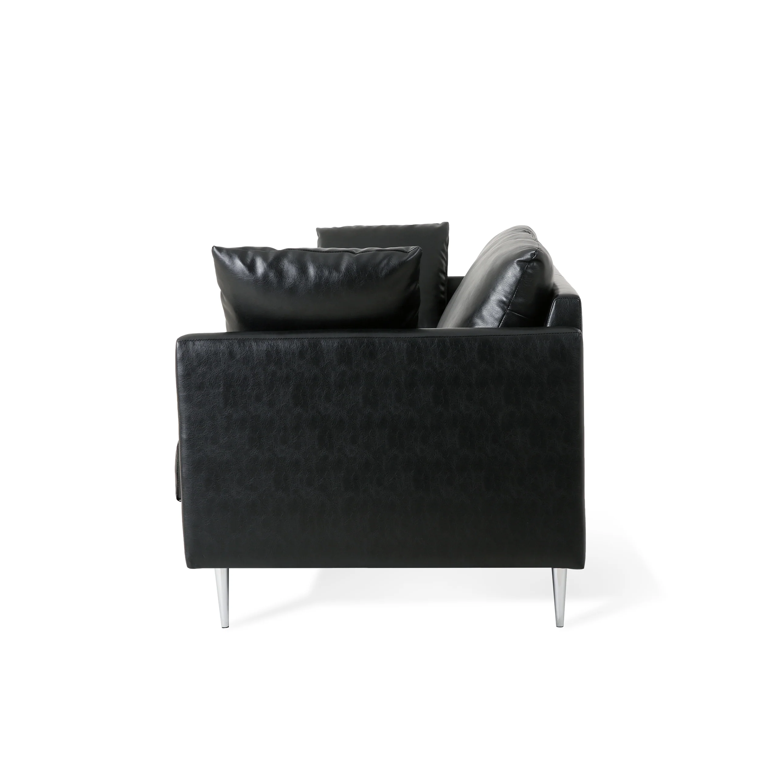 Syosset Modern Faux Leather 3 Seater Sofa with Pillows - furnishings