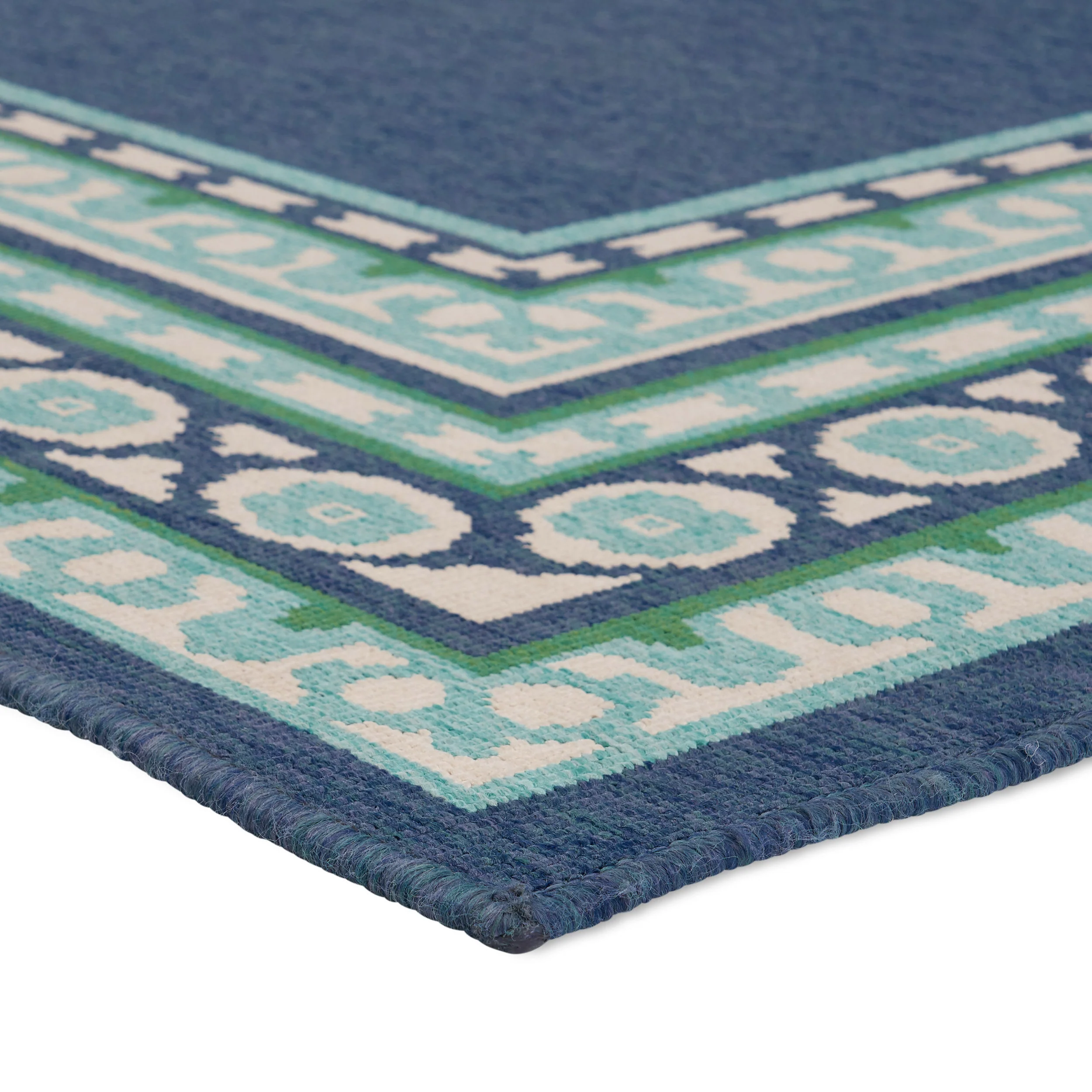 Reid Indoor/Outdoor Border Area Rug, Navy and Green - furnishings