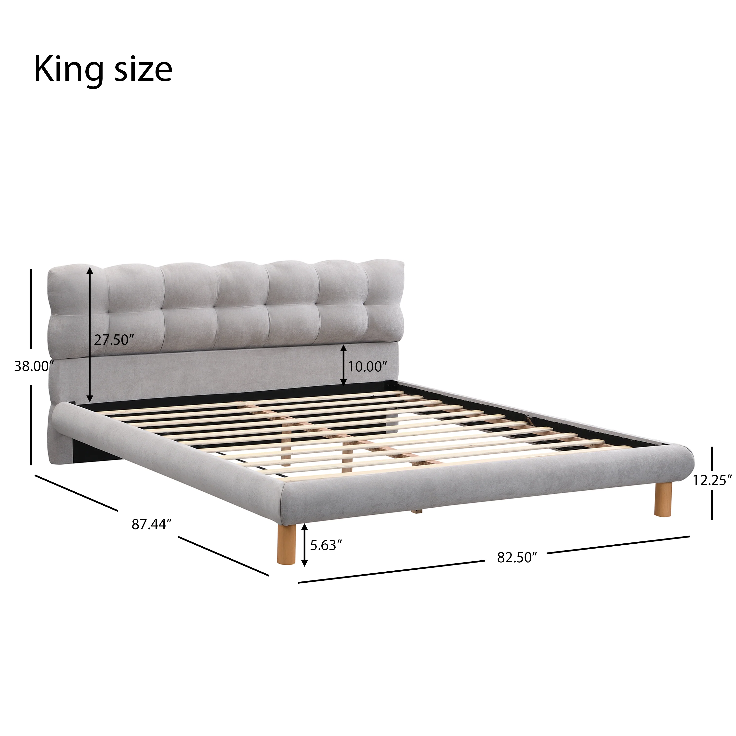 Caldwin Modern Upholstered Chenille Platform Bed with Headboard - furnishings