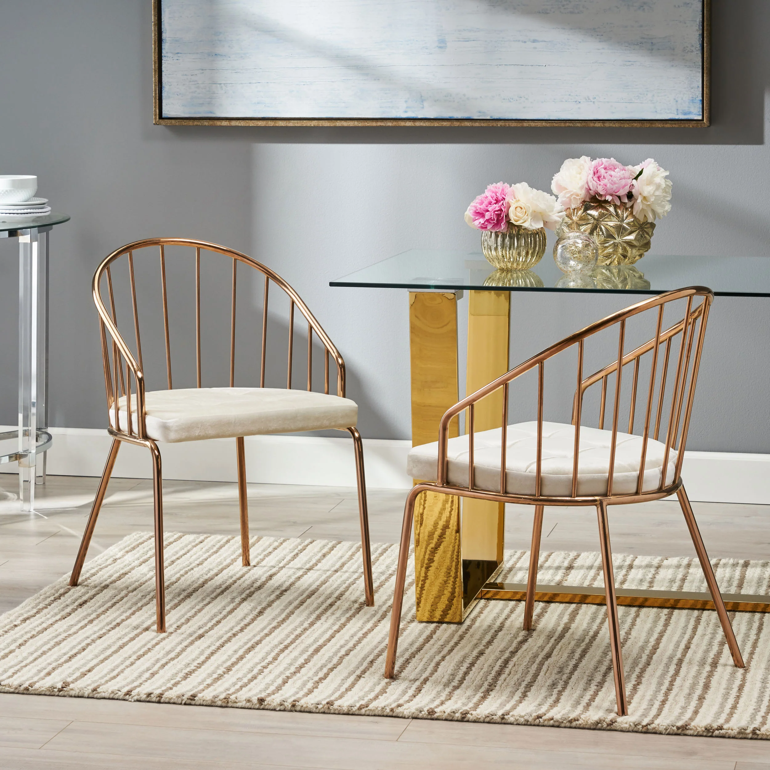Marcia Modern Velvet Dining Chair with Stainless Steel Frame (Set or 2) - furnishings
